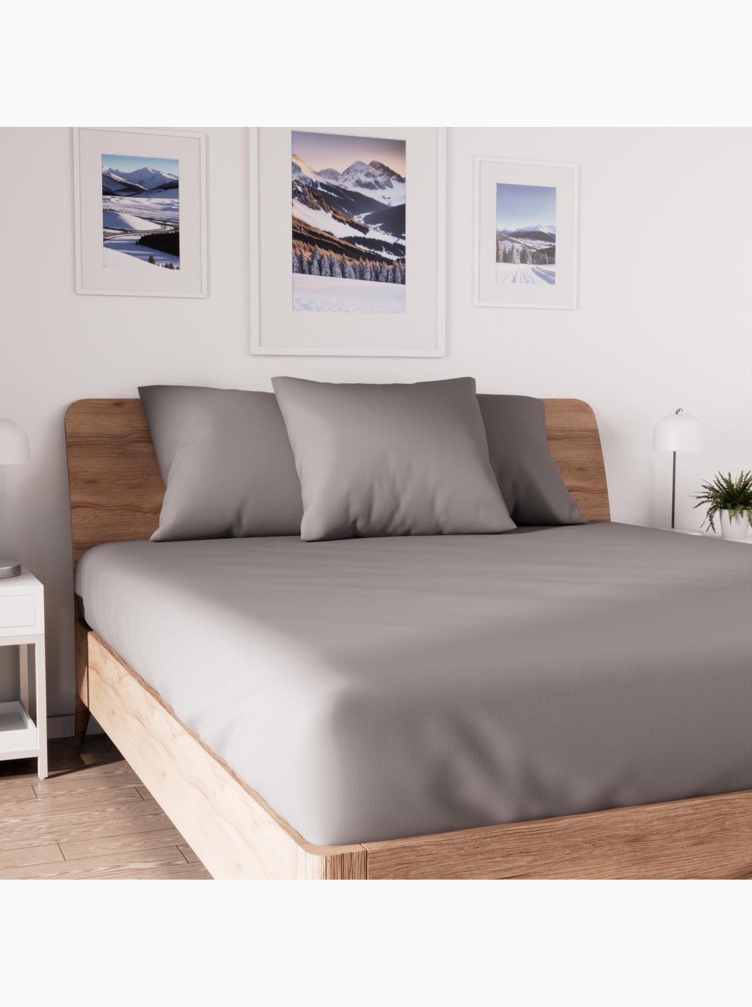 Drap housse en coton jersey, par soleil d'ocre - Gris