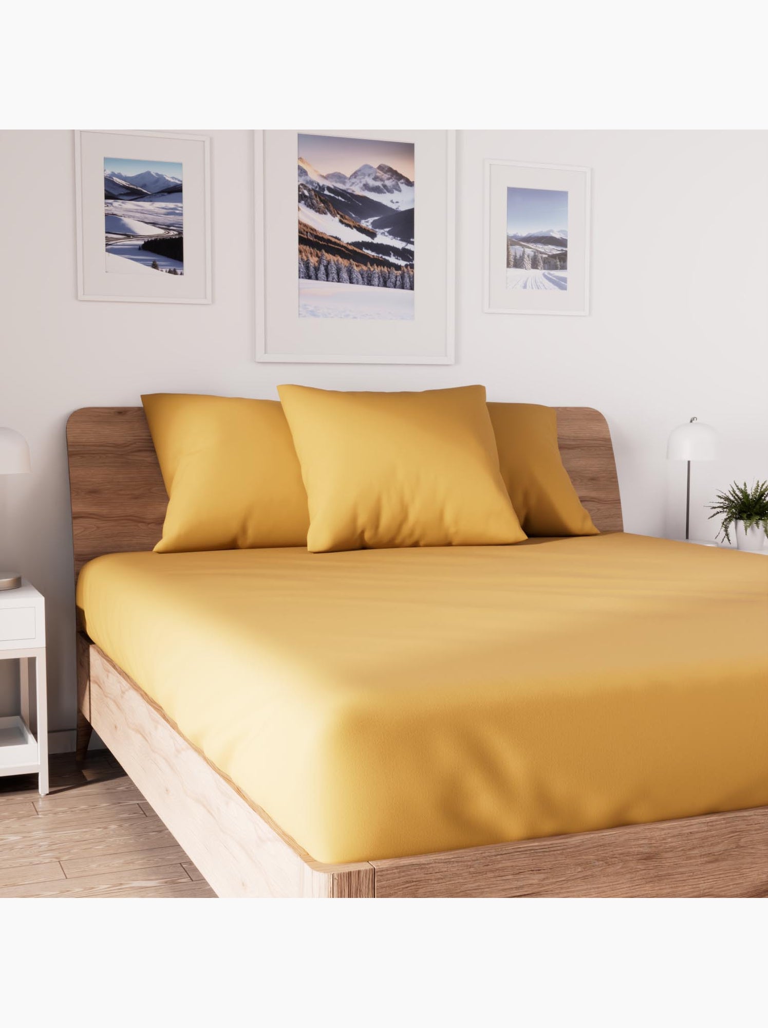 Drap housse en coton jersey, par soleil d'ocre - Jaune