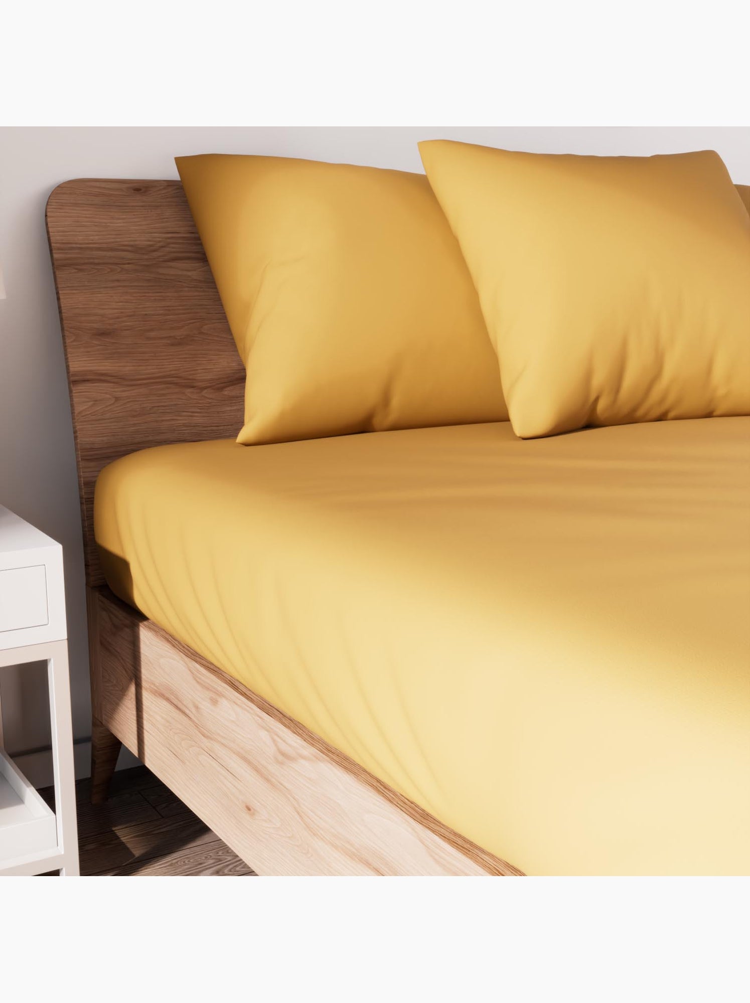 Drap housse en coton jersey, par soleil d'ocre - Jaune