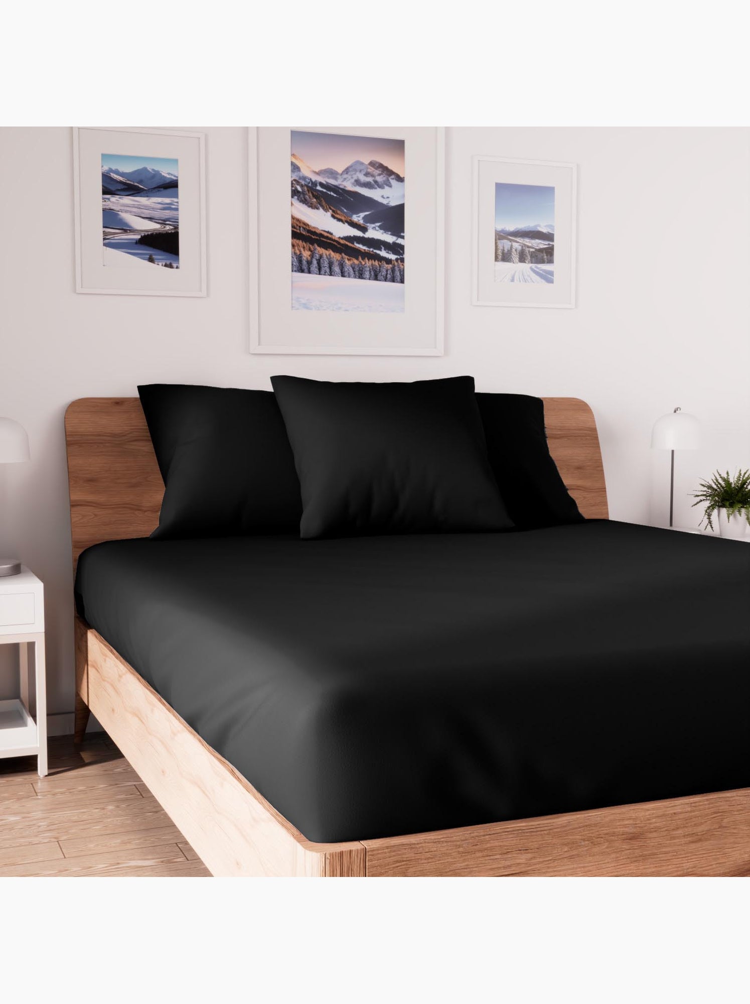 Drap housse en coton jersey, par soleil d'ocre - Noir