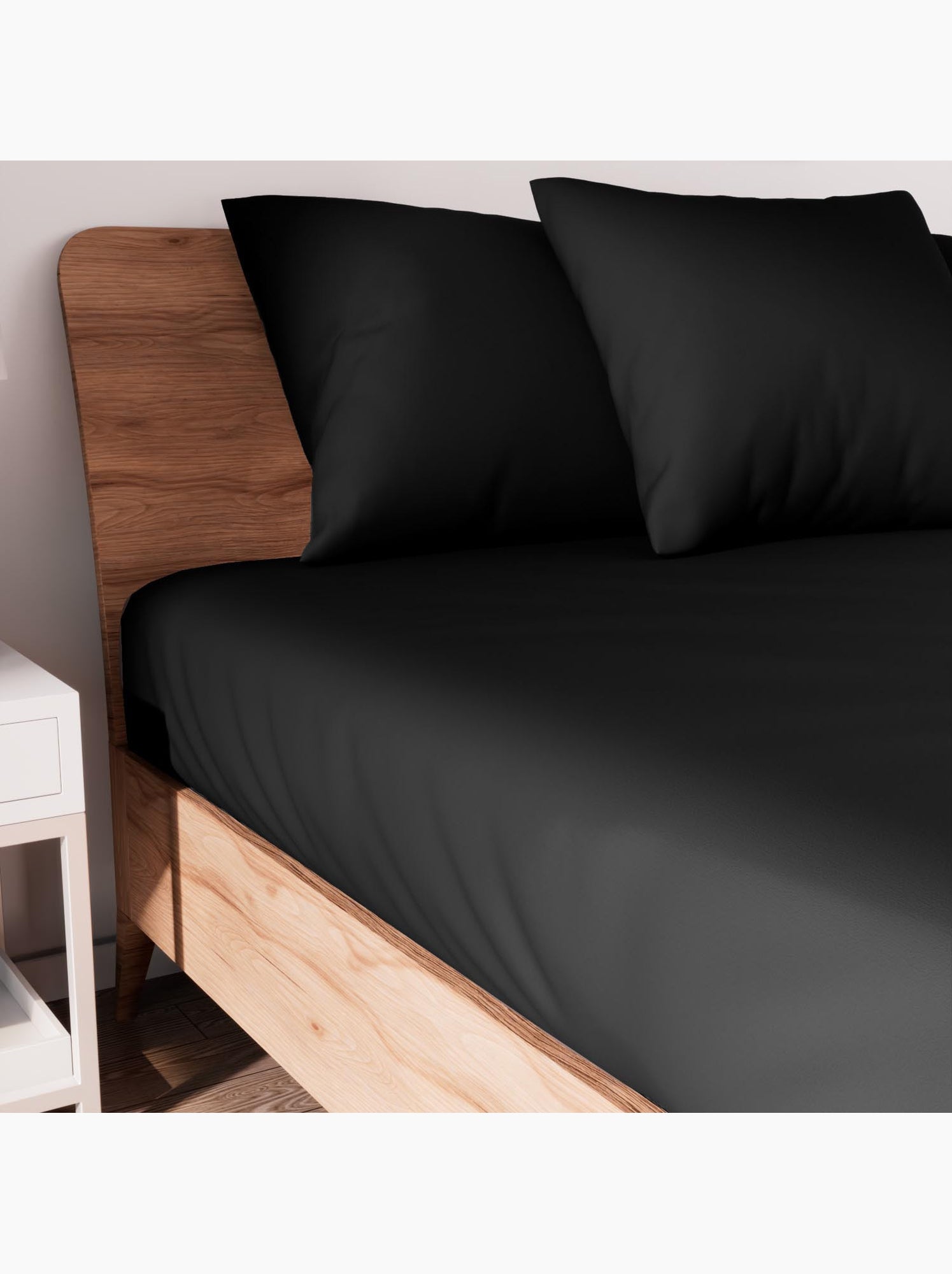 Drap housse en coton jersey, par soleil d'ocre - Noir