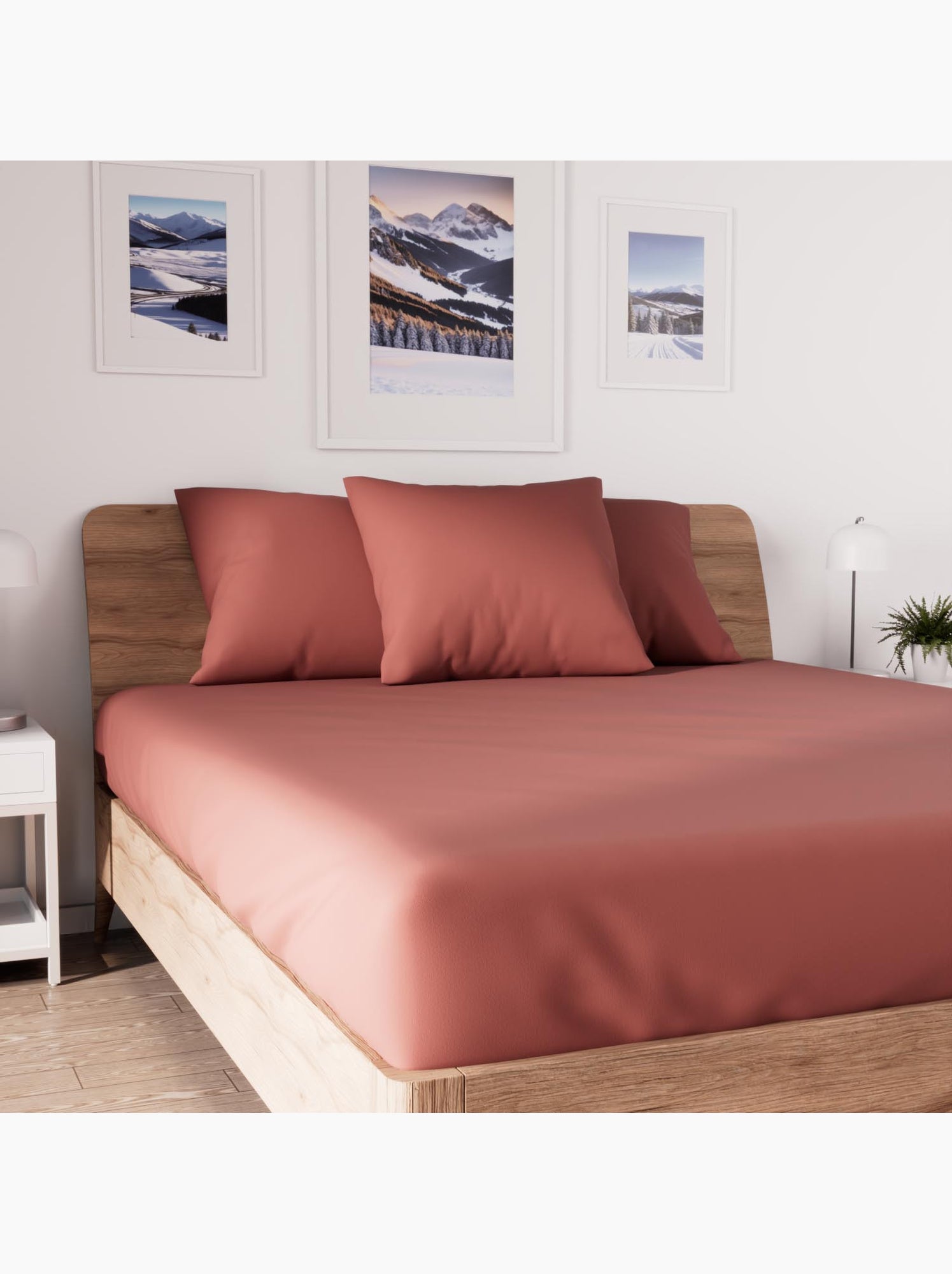 Drap housse en coton jersey, par soleil d'ocre - Rouge brique