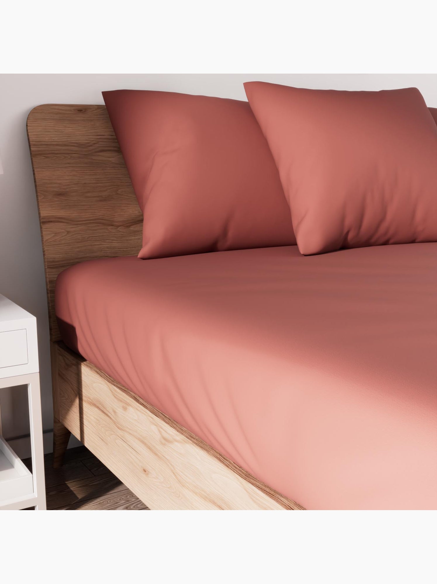 Drap housse en coton jersey, par soleil d'ocre - Rouge brique