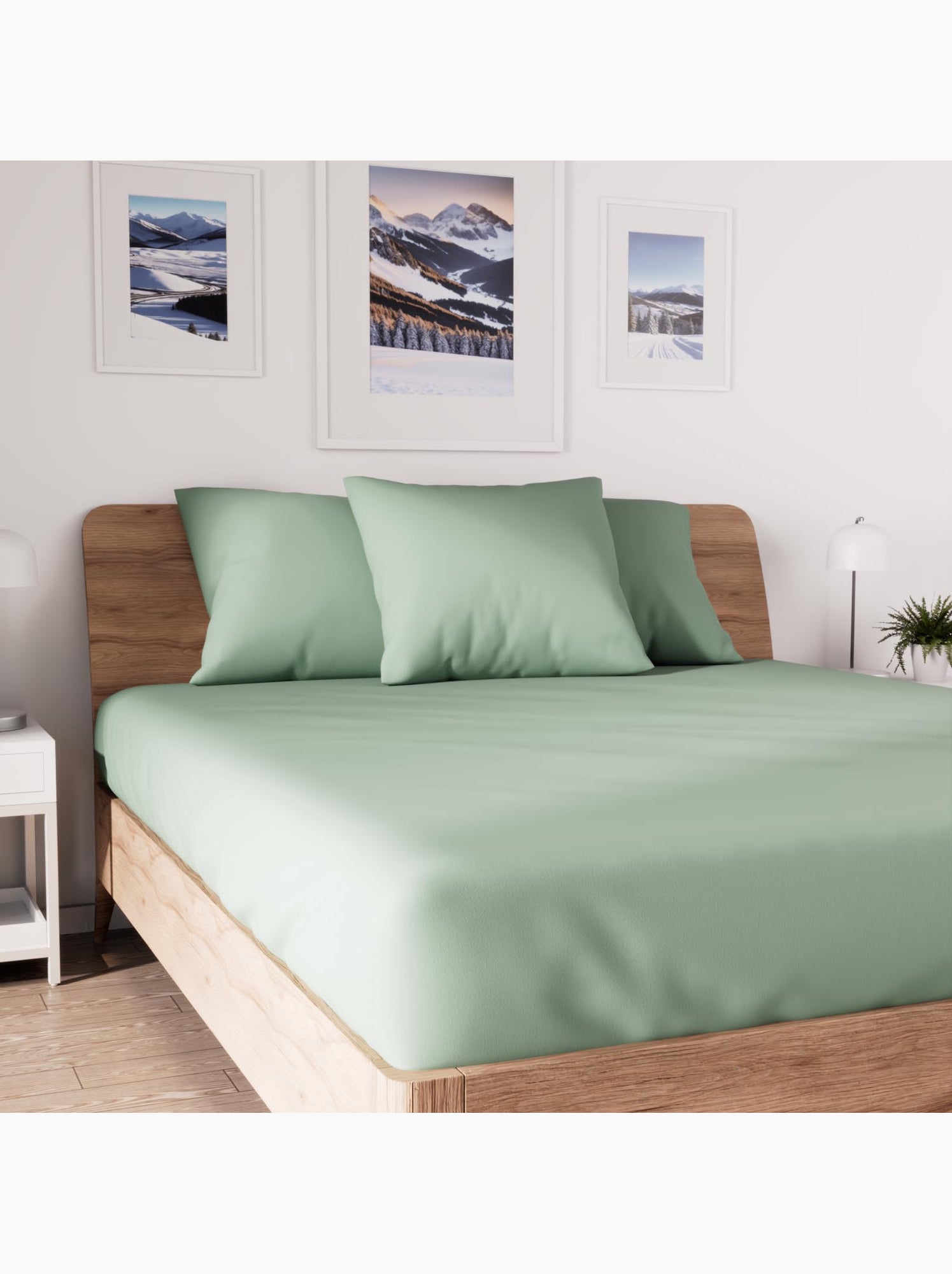 Drap housse en coton jersey, par soleil d'ocre - Vert