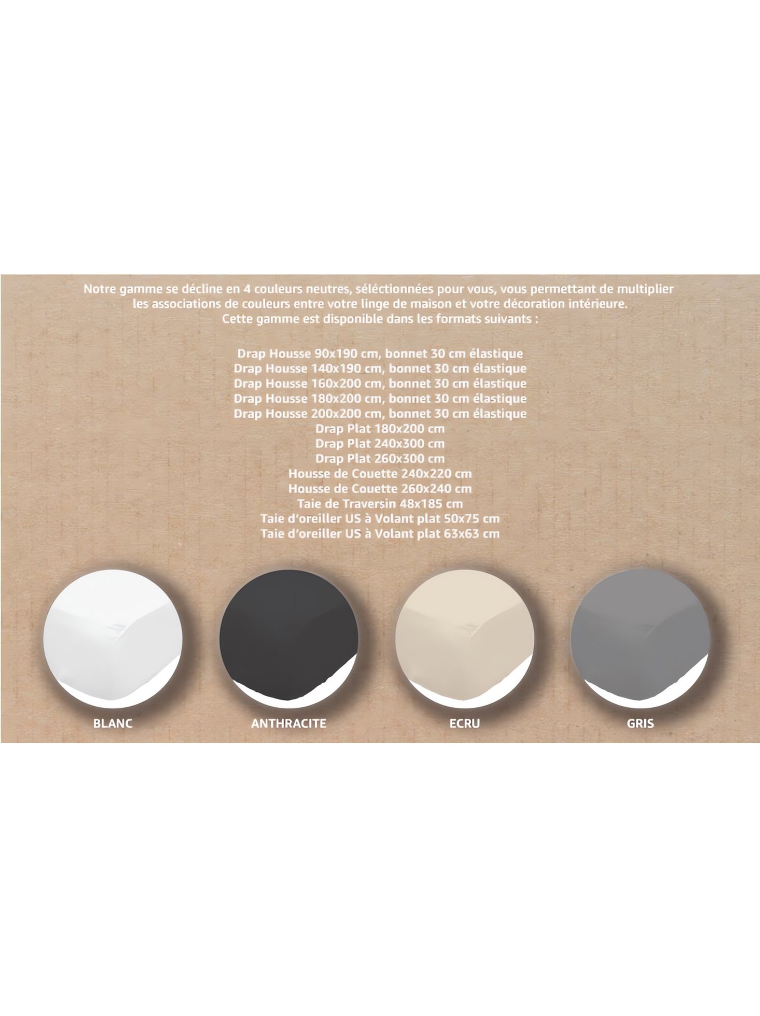 Drap housse en coton percale, par soleil d'ocre - Gris