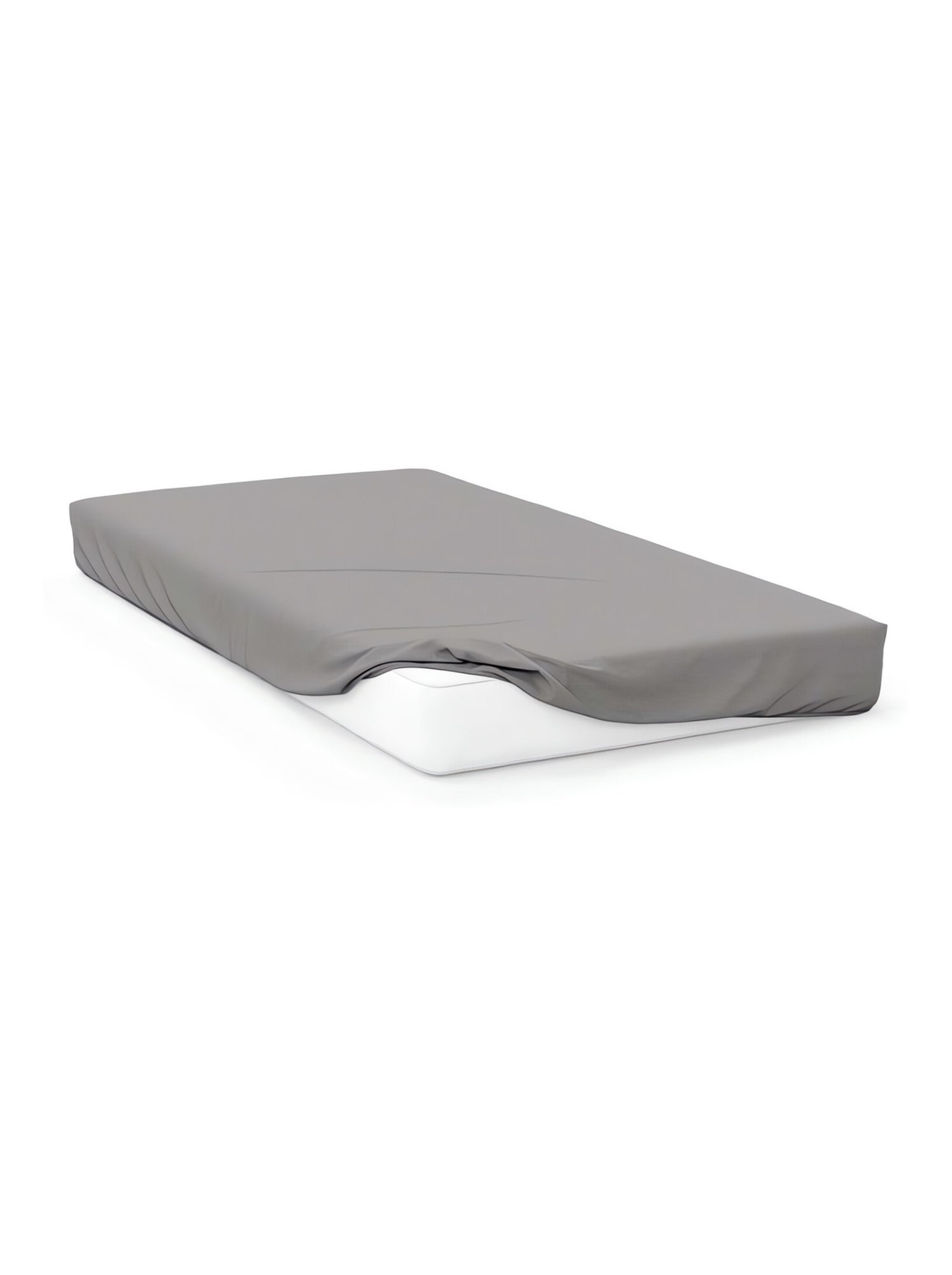 Drap housse en coton uni 57 fils/cm2 par soleil d'ocre - Gris