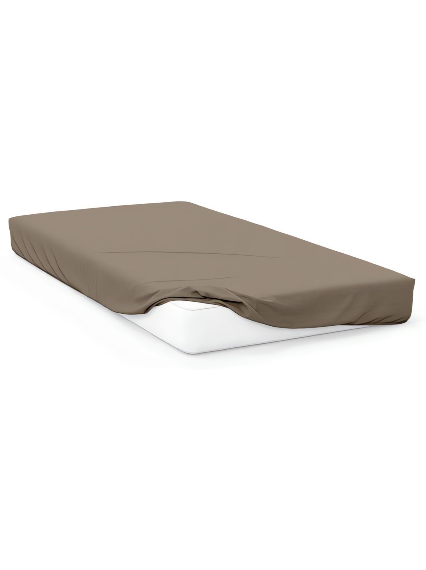 Drap housse en coton uni 57 fils/cm2 par soleil d'ocre - Taupe