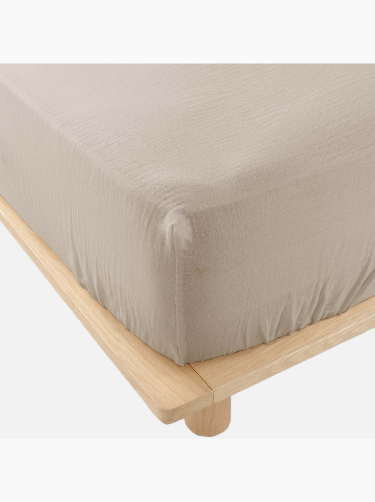 Drap housse en gaze de coton angelia - Beige sable