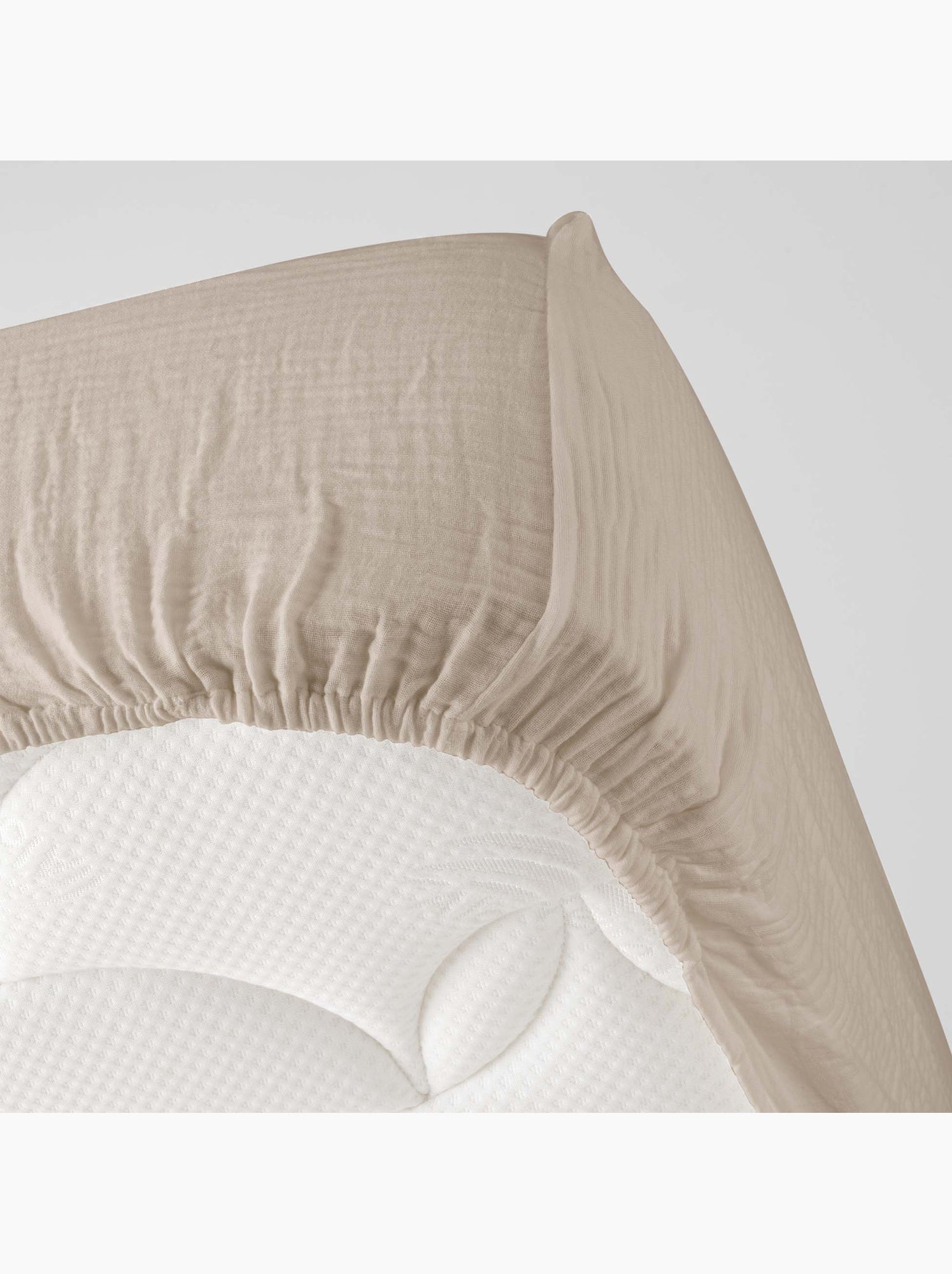 Drap housse en gaze de coton angelia - Beige sable