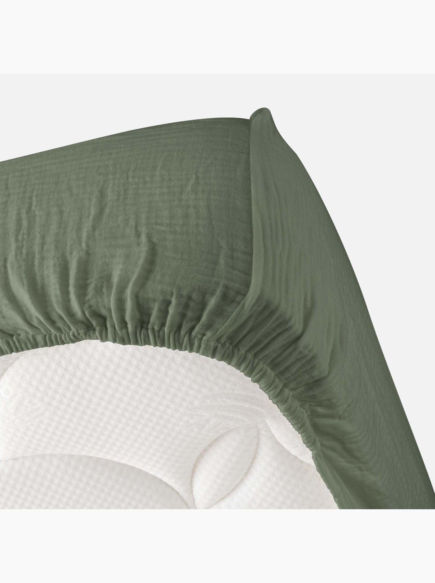Drap housse en gaze de coton angelia - Kaki