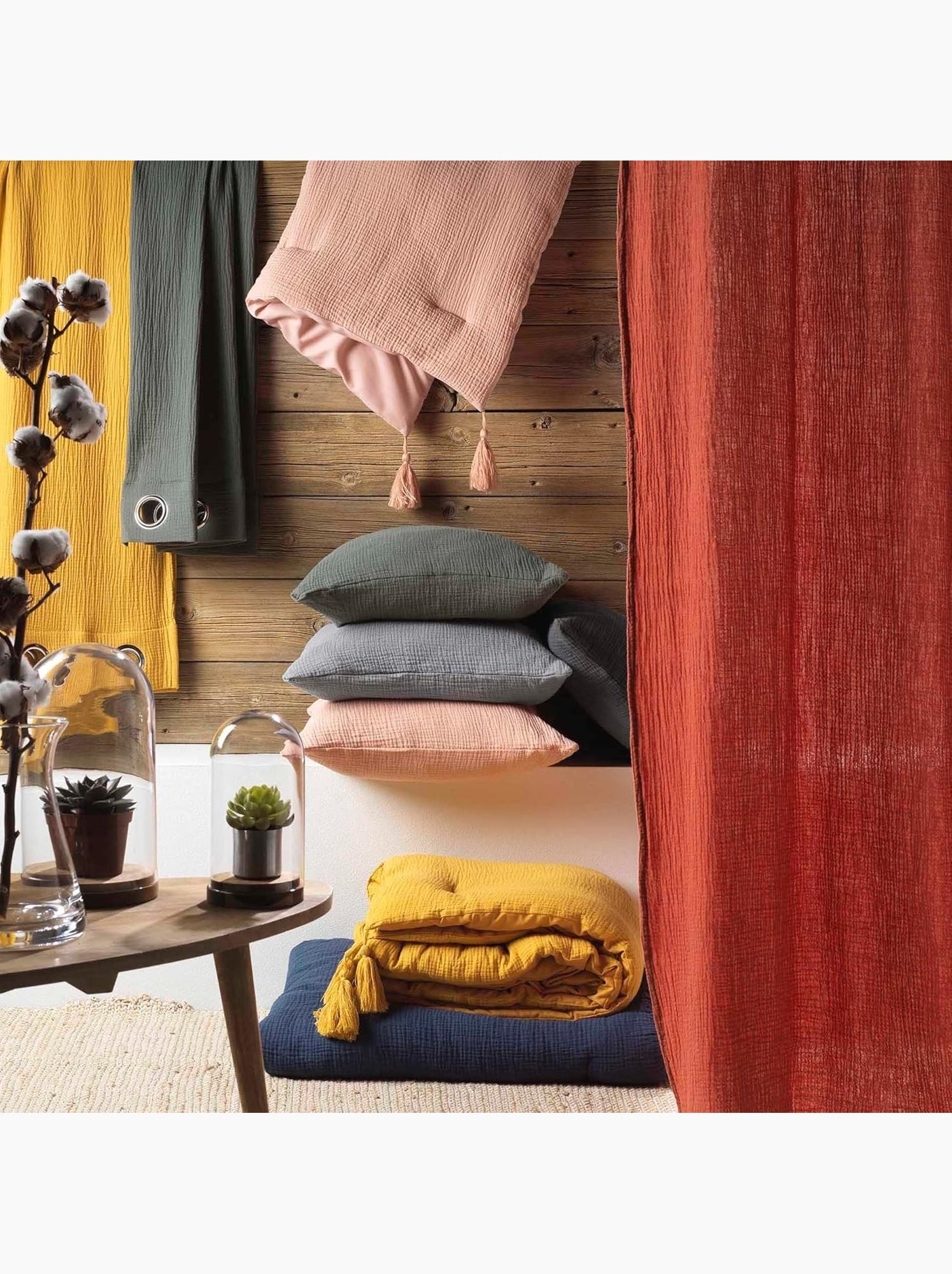 Drap housse en gaze de coton angelia - Kaki