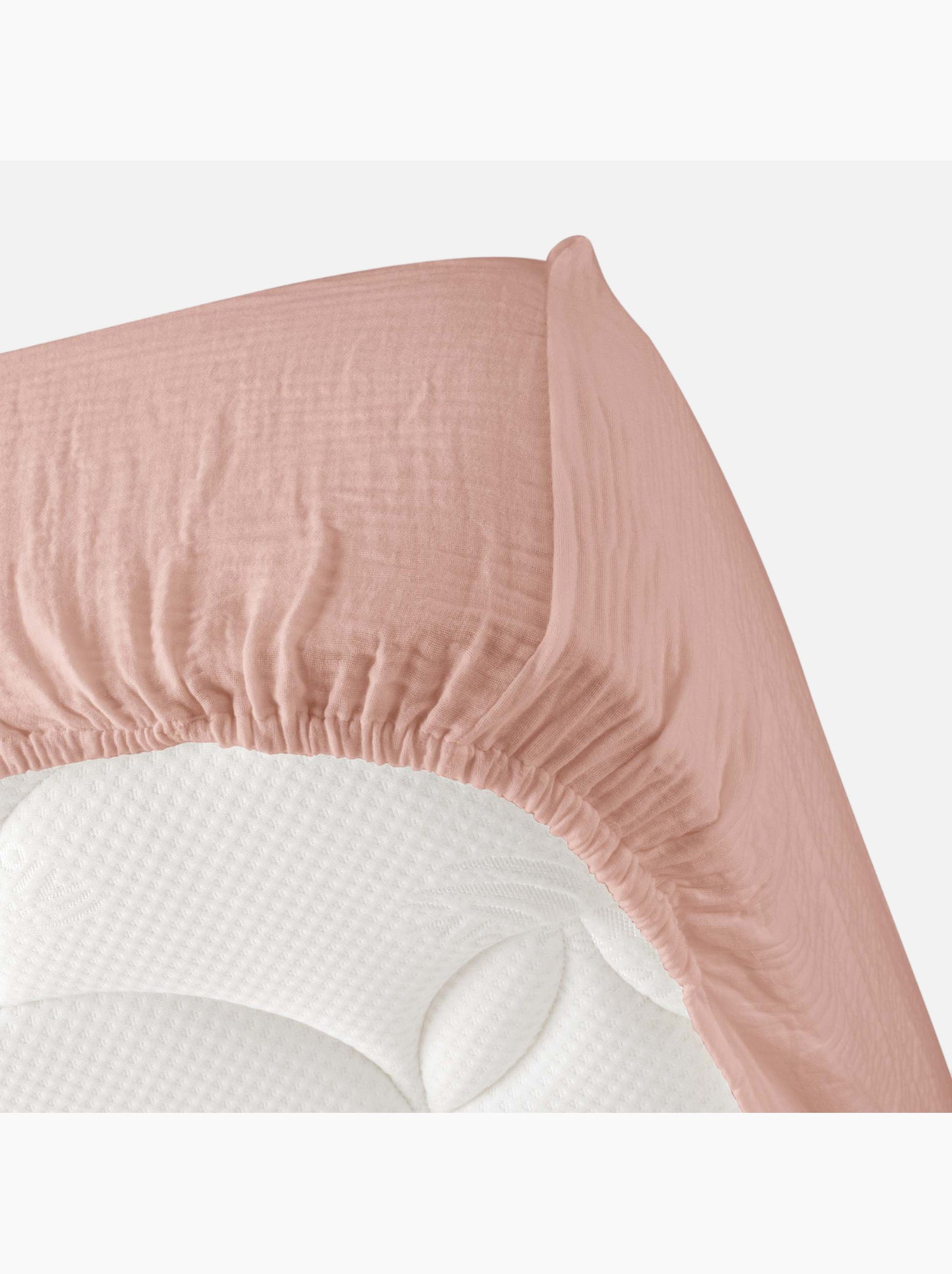 Drap housse en gaze de coton angelia - Rose