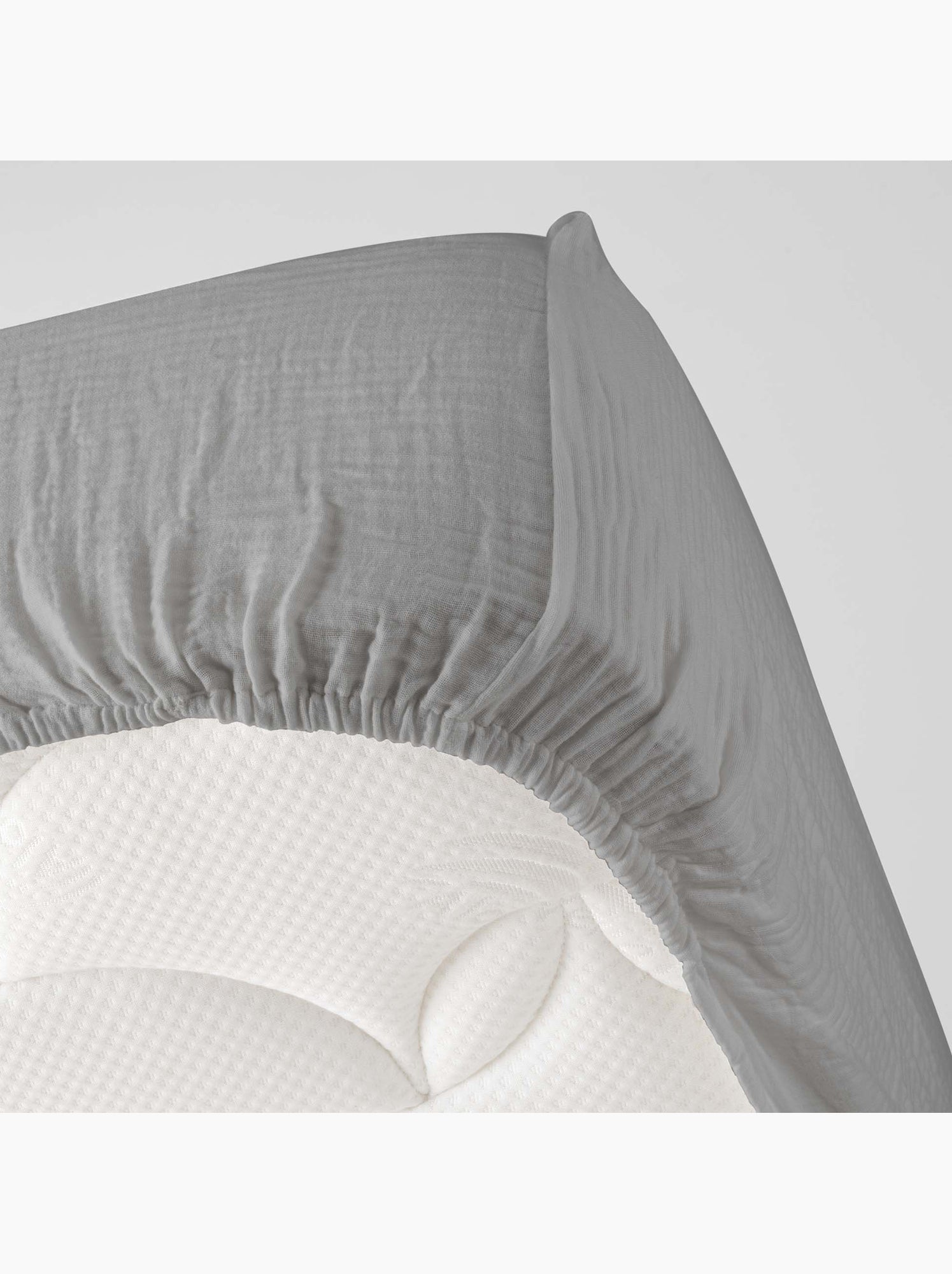 Drap housse en gaze de coton angelia - Gris