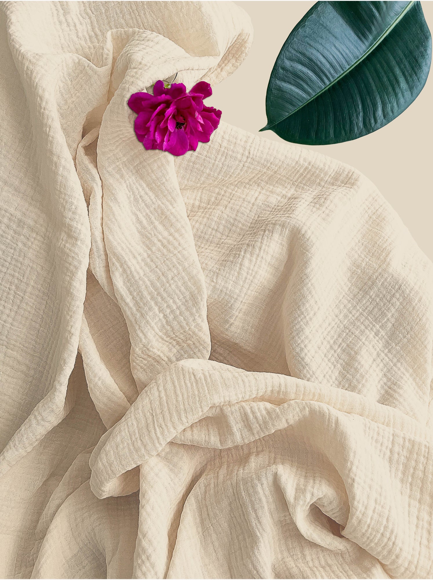 Drap housse en gaze de coton La sultane - Beige coquille