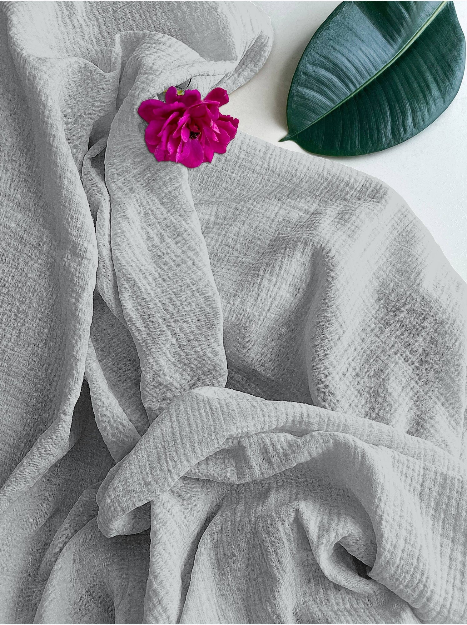 Drap housse en gaze de coton La sultane - Gris Argenté