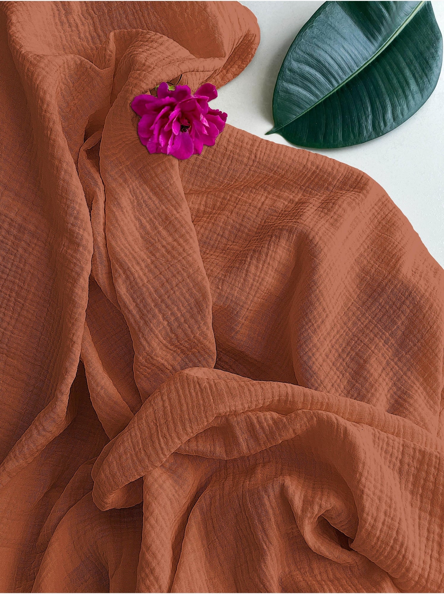 Drap housse en gaze de coton La sultane - Terracotta