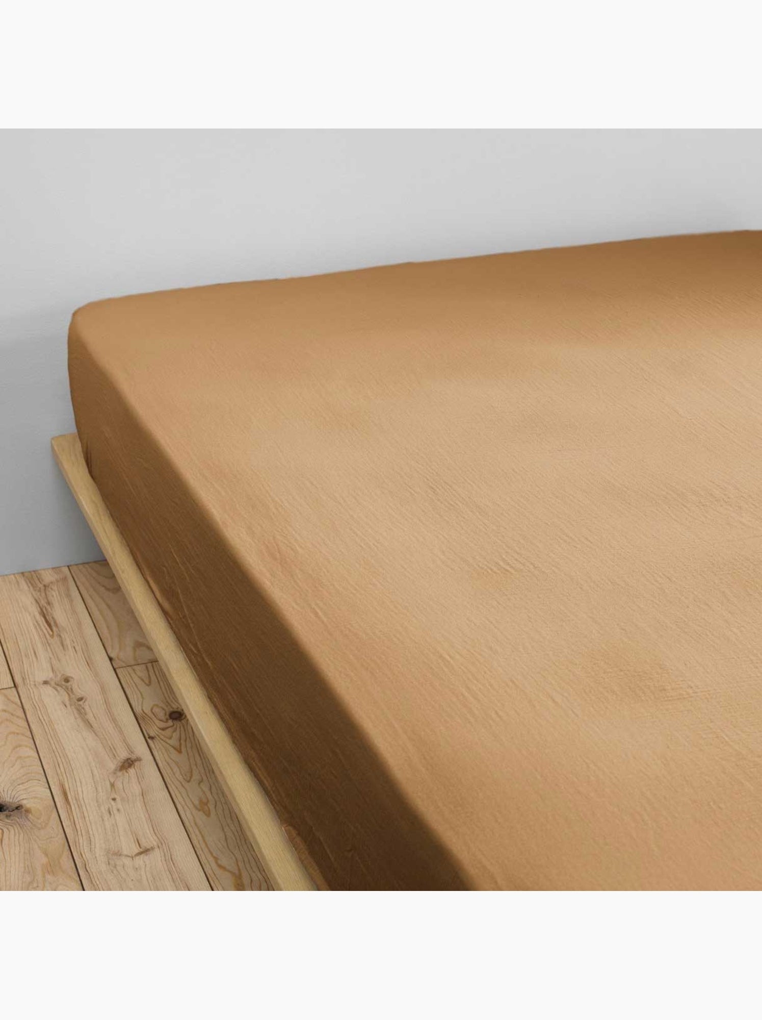Drap housse gaze de coton 90 x 190 cm Gaia bleu marine - Camel