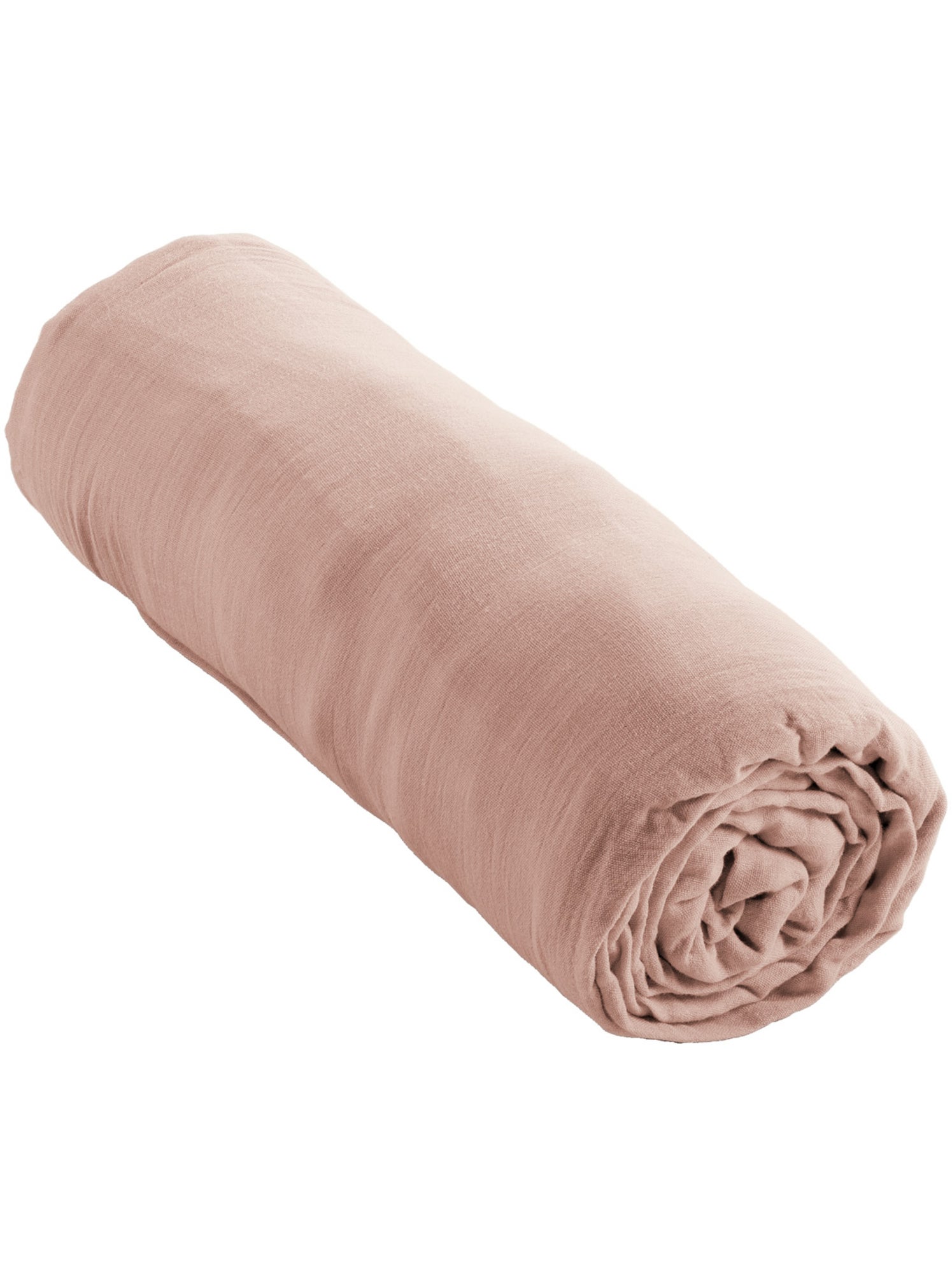 Drap housse gaze de coton 90 x 190 cm Gaia bleu marine - Rose clair