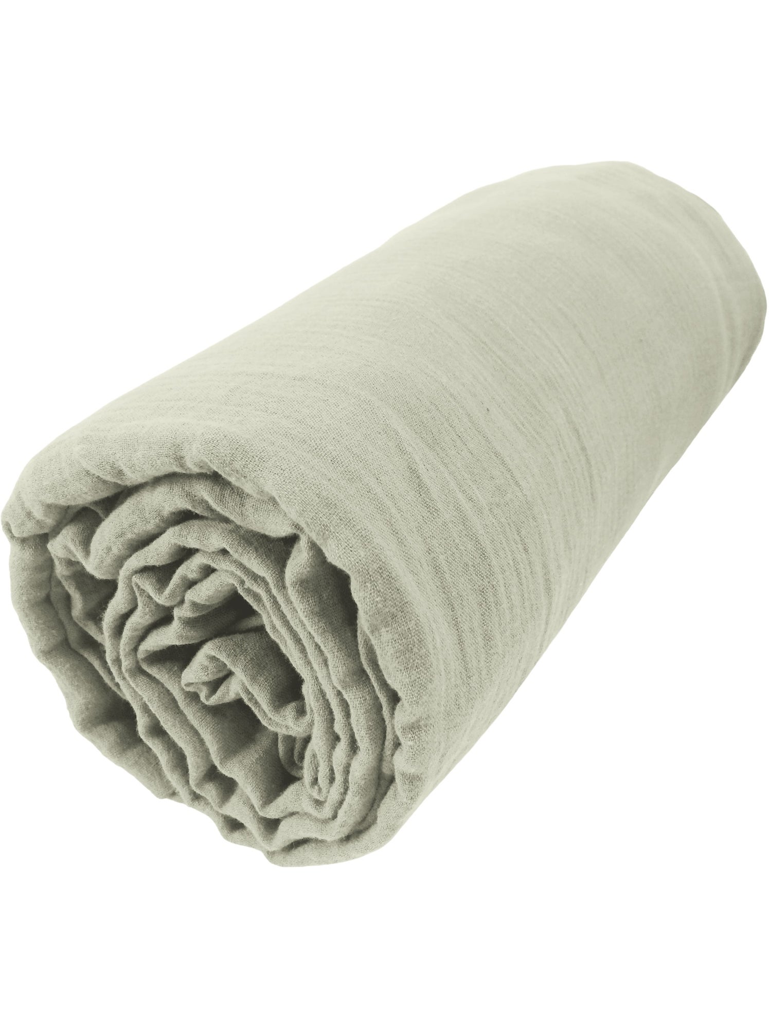 Drap housse gaze de coton 90 x 190 cm Gaia bleu marine - Vert d'eau