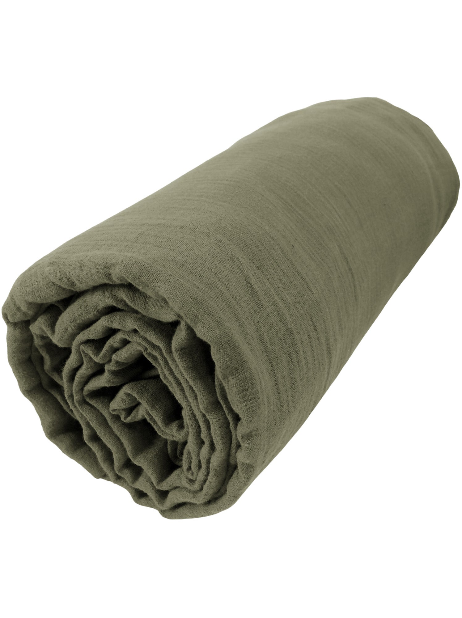 Drap housse gaze de coton 90 x 190 cm Gaia bleu marine - Vert kaki