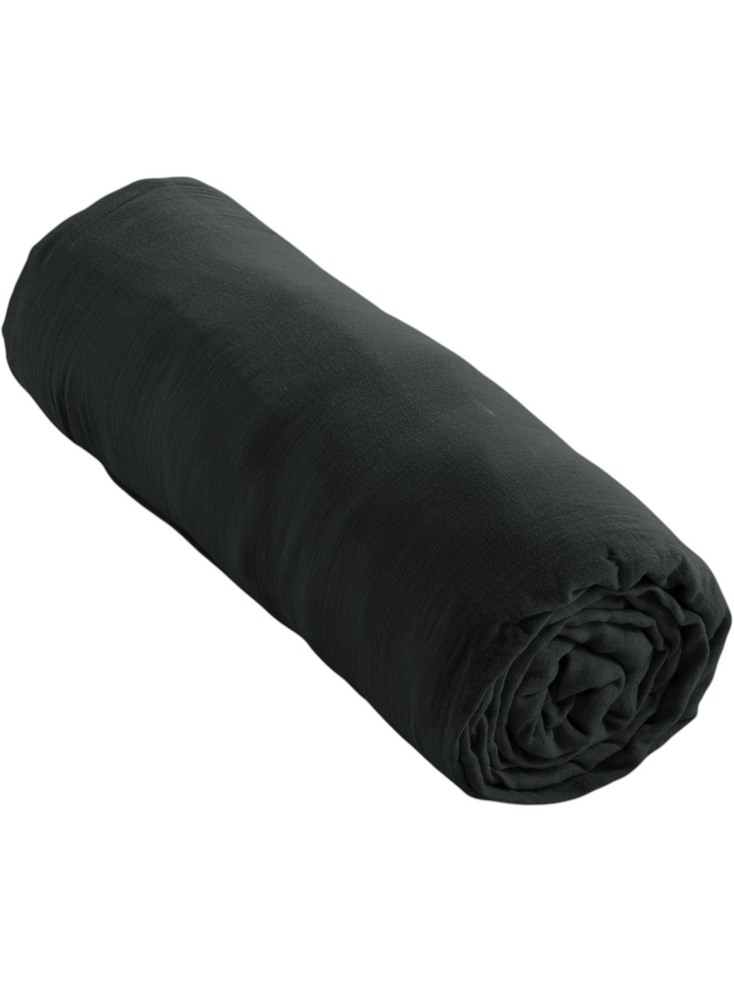Drap housse gaze de coton 90 x 190 cm Gaia bleu marine - Vert sapin