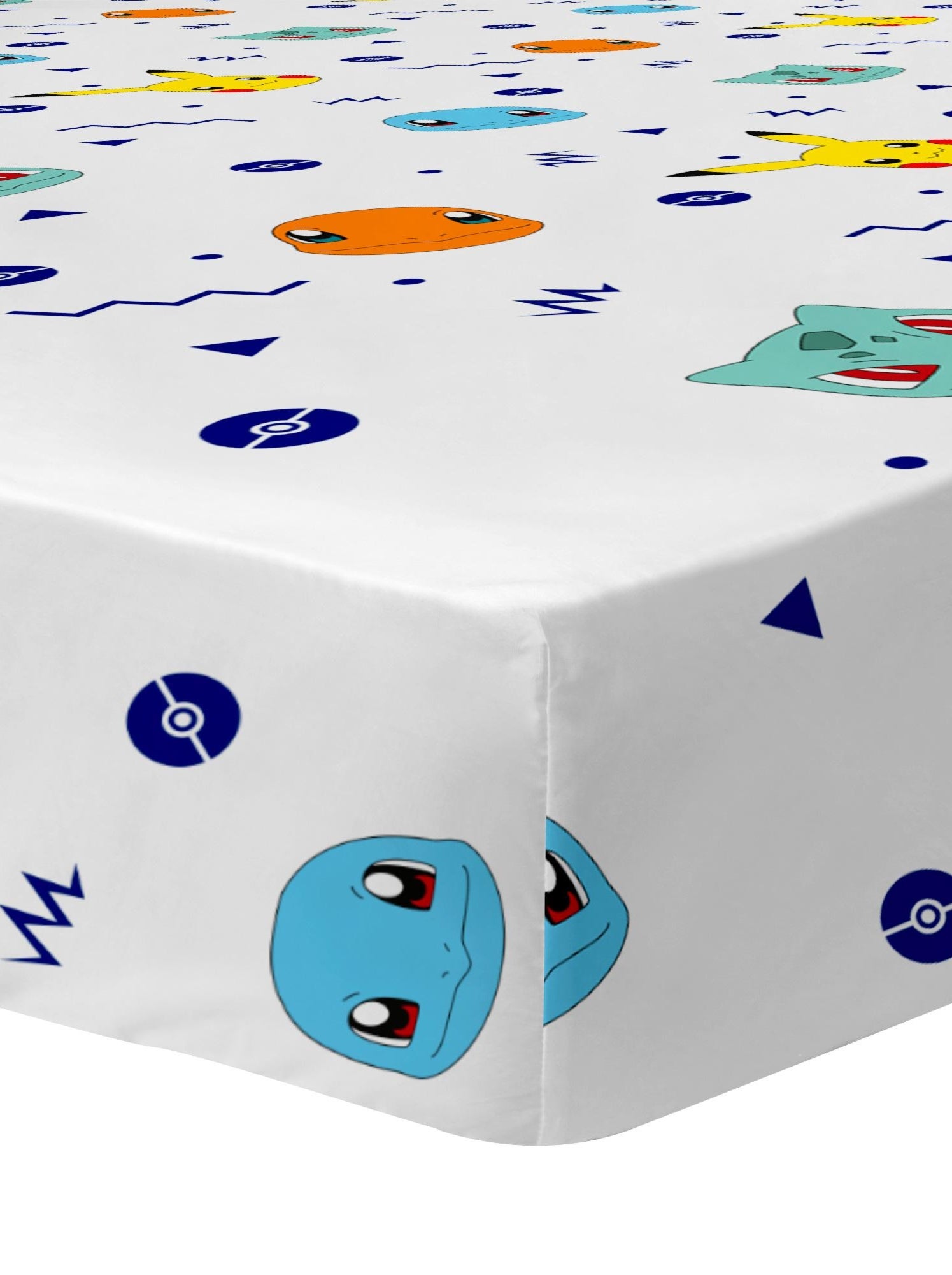 Drap-housse imprimé 100% coton, POKEMON ZIGGY - Blanc