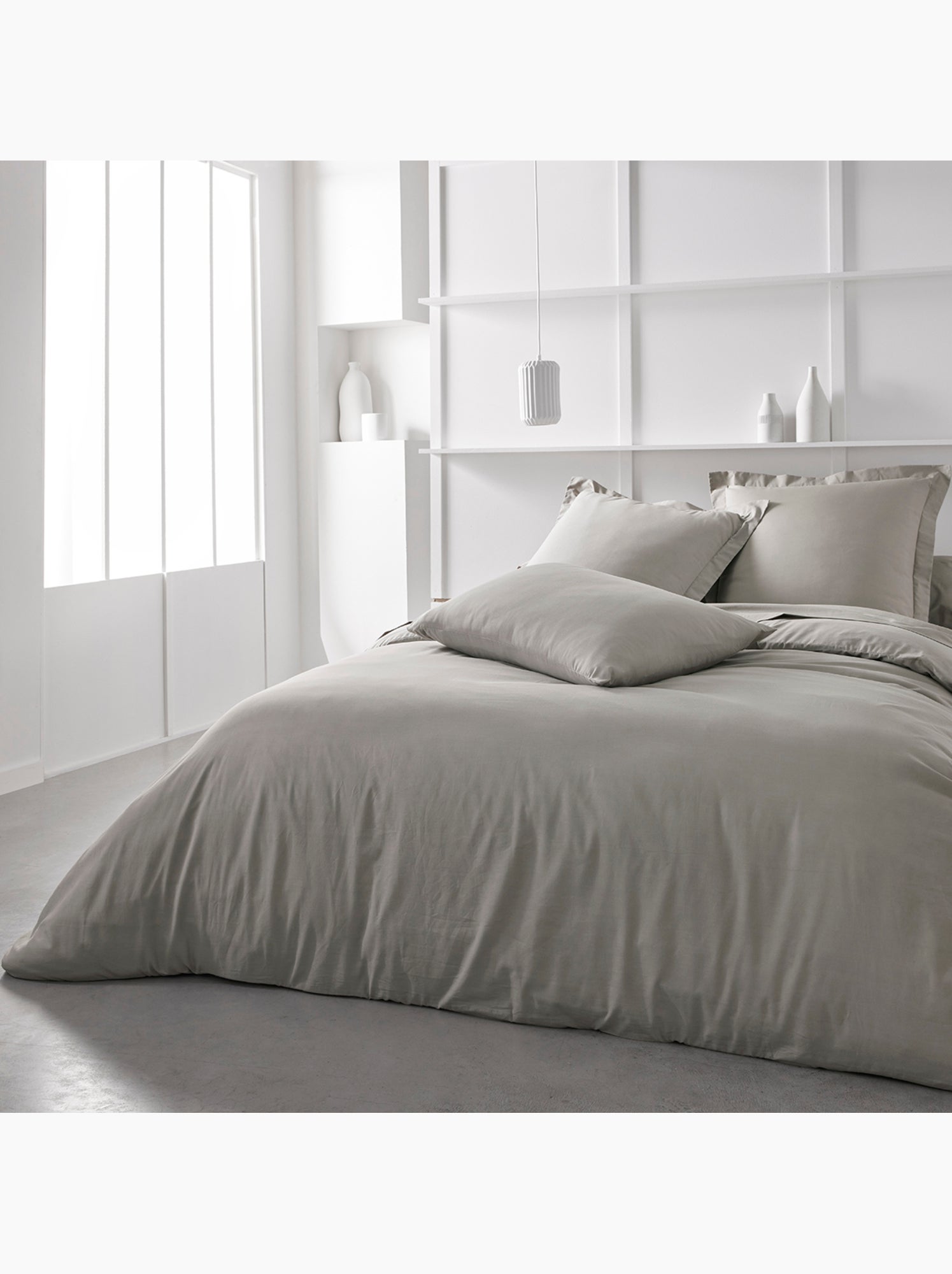 Drap housse Jersey 2 personnes uni ESSENTIAL - Beige