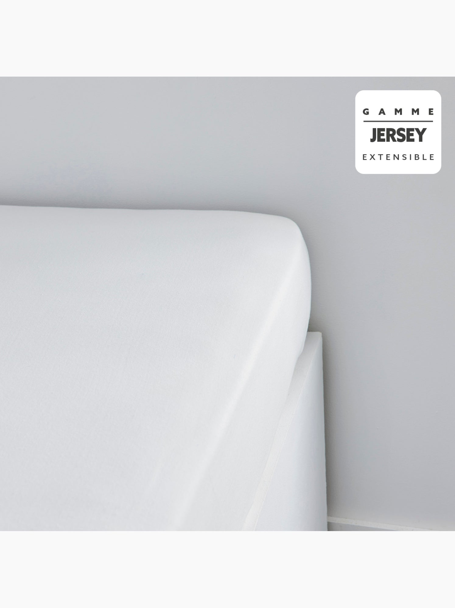 Drap housse Jersey 2 personnes uni ESSENTIAL - Blanc