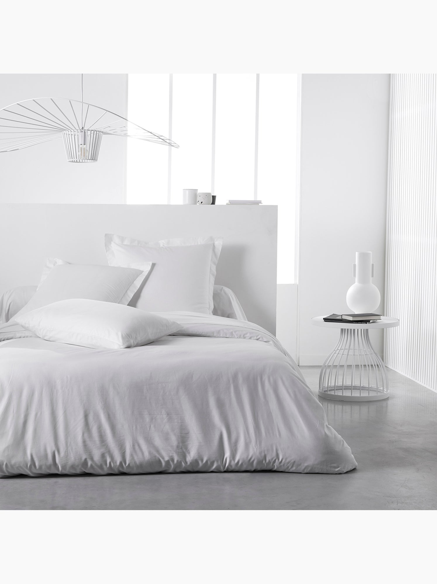 Drap housse Jersey 2 personnes uni ESSENTIAL - Blanc