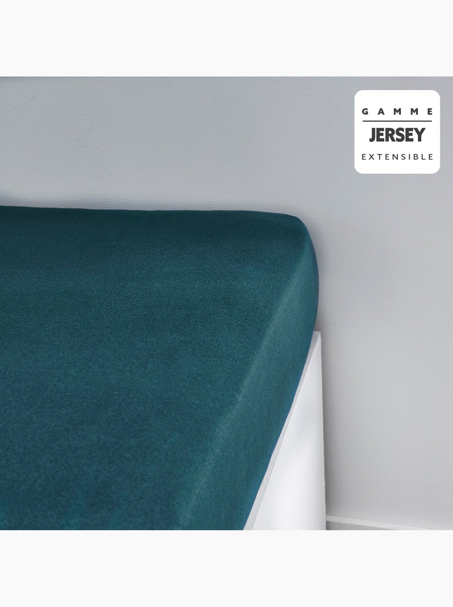 Drap housse Jersey 2 personnes uni ESSENTIAL - Bleu