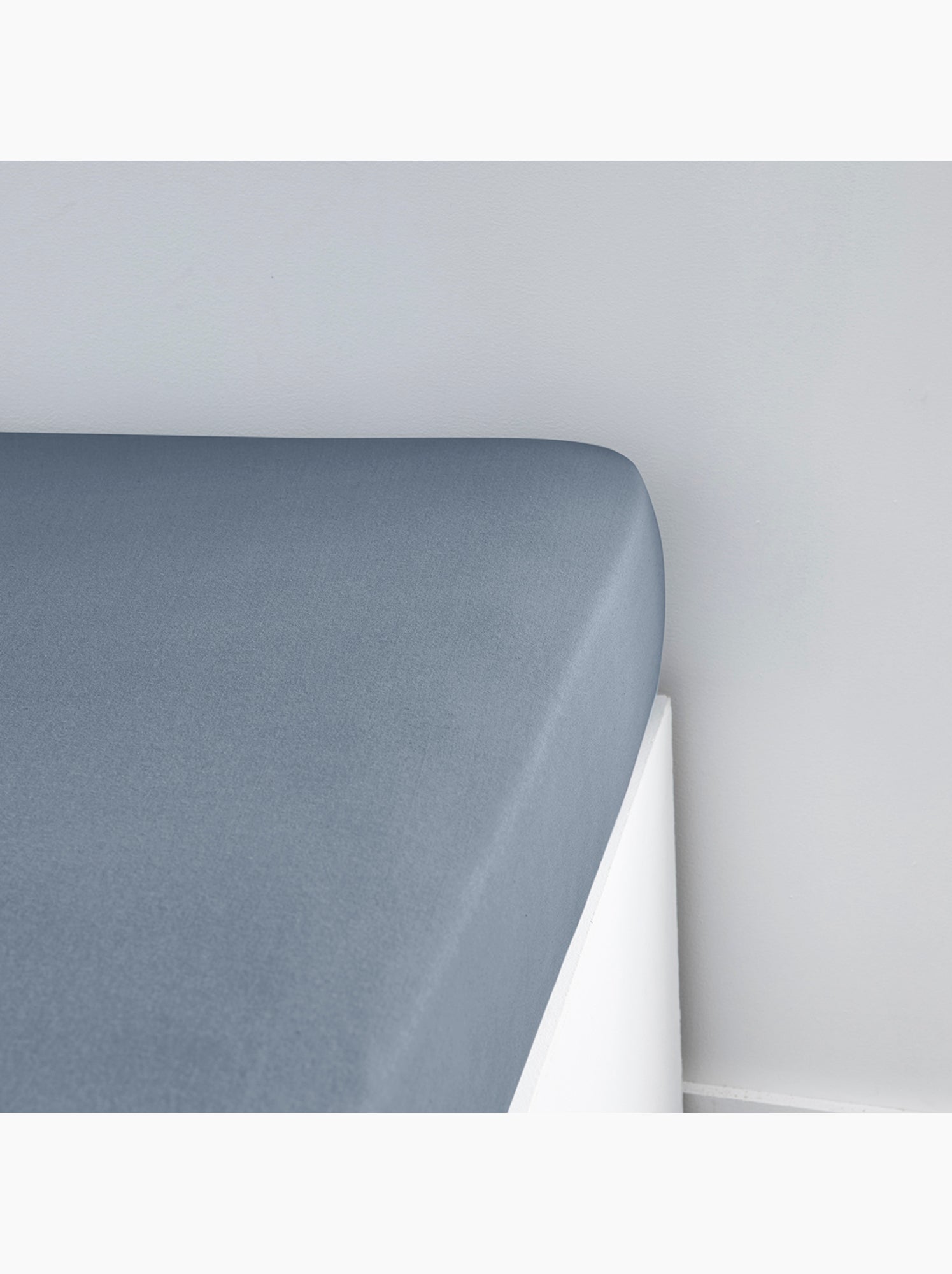 Drap housse Jersey 2 personnes uni ESSENTIAL - Bleu gris