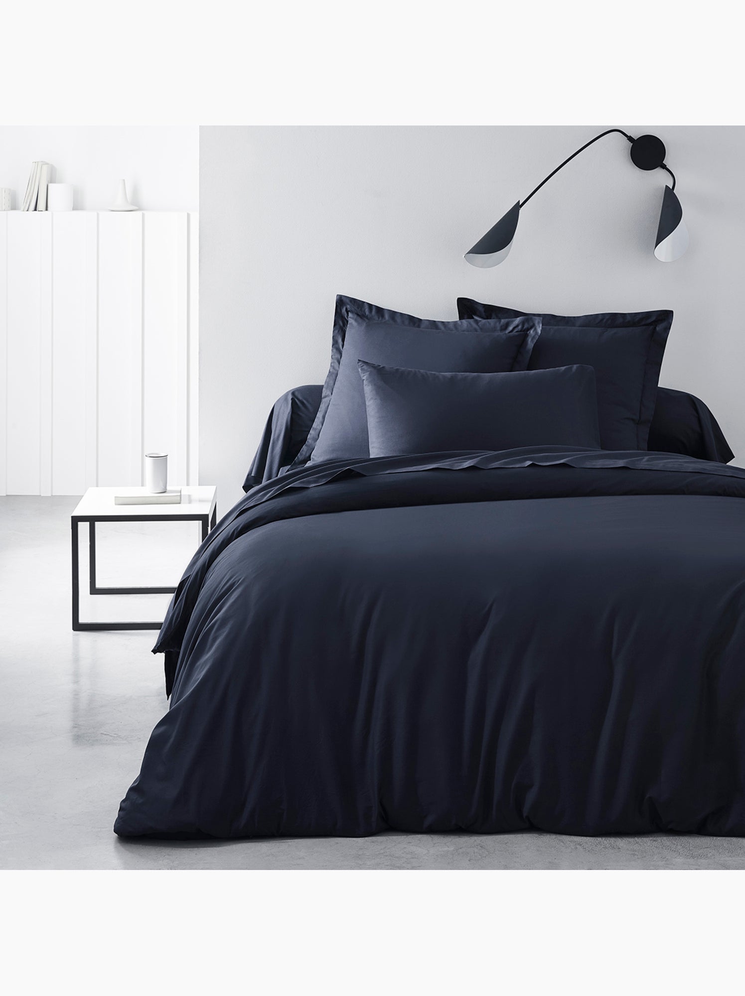 Drap housse Jersey 2 personnes uni ESSENTIAL - Bleu marine