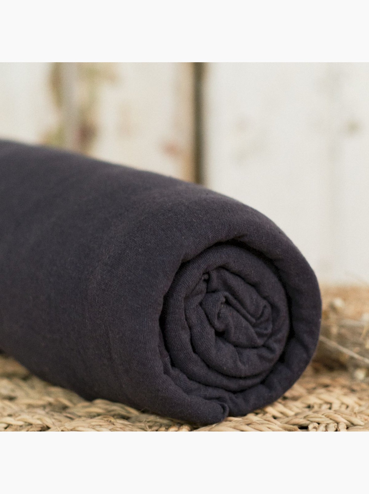 Drap housse Jersey 2 personnes uni ESSENTIAL - gris anthracite