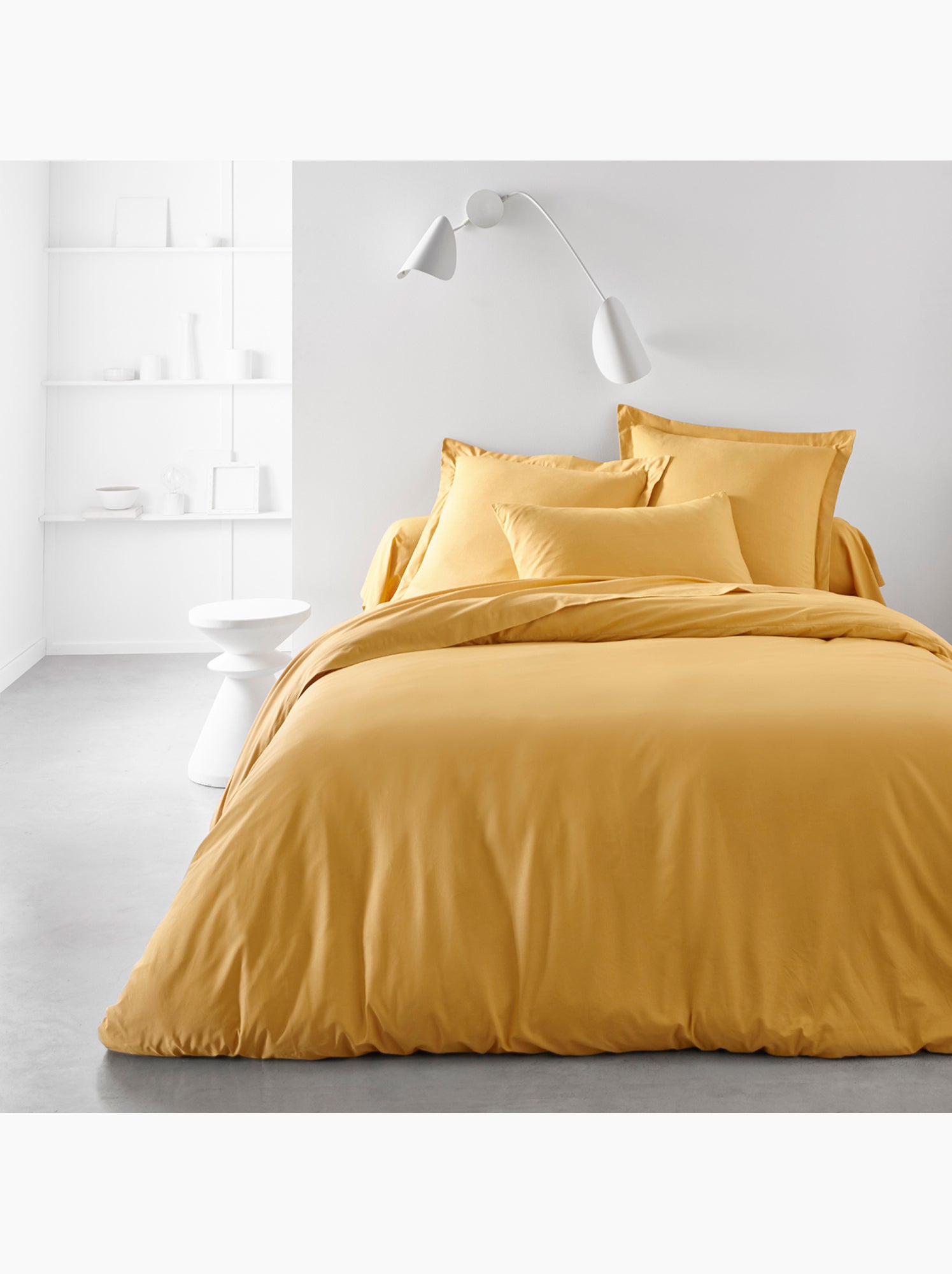 Drap housse Jersey 2 personnes uni ESSENTIAL - Jaune
