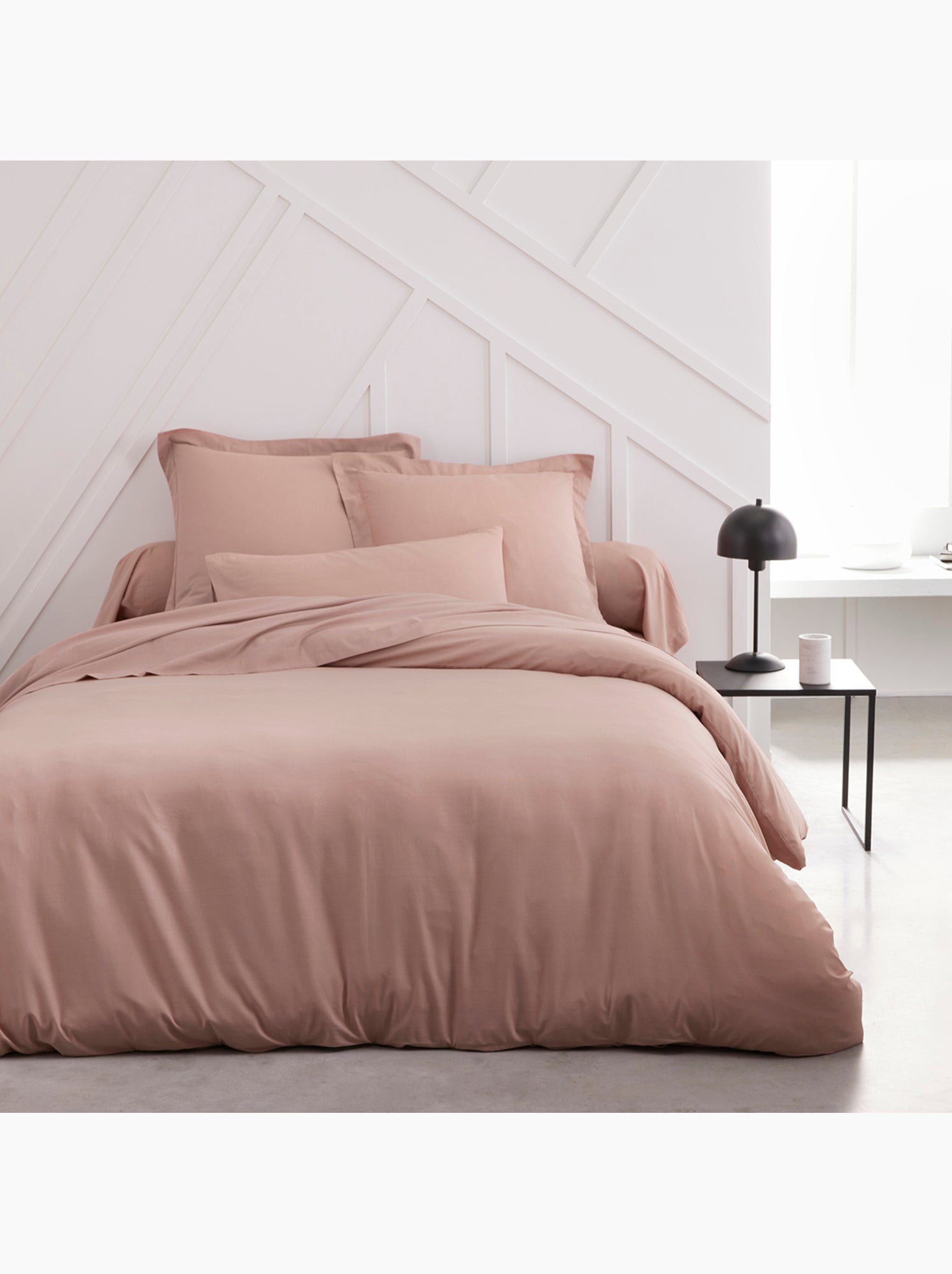 Drap housse Jersey 2 personnes uni ESSENTIAL - Rose