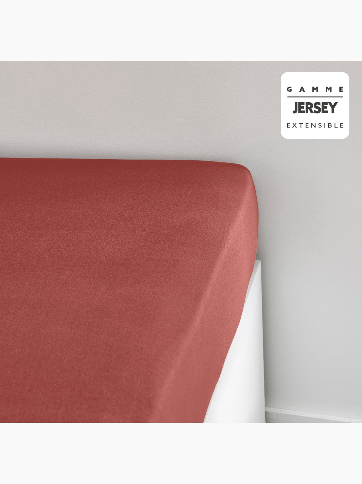 Drap housse Jersey 2 personnes uni ESSENTIAL - Rouge