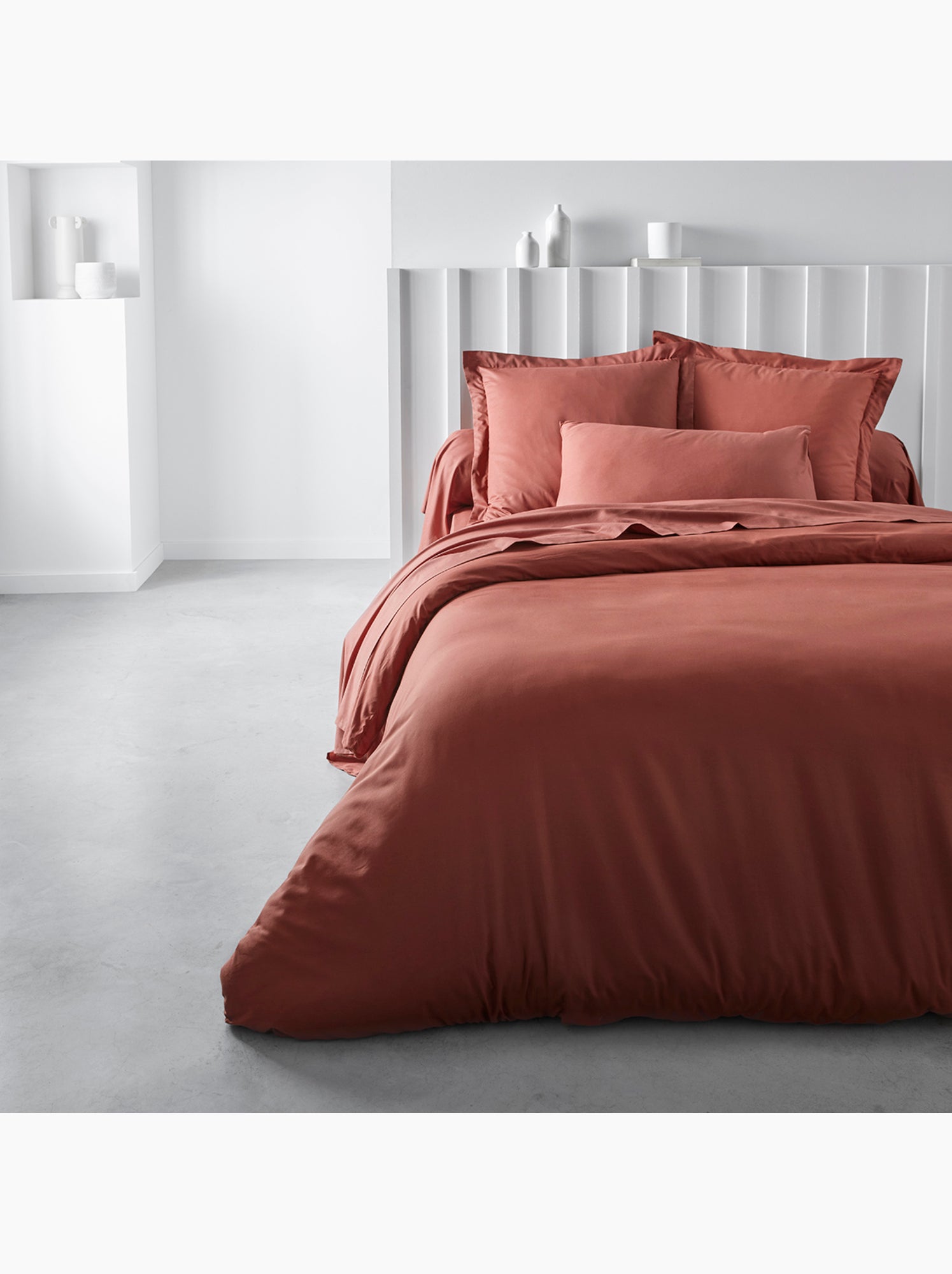 Drap housse Jersey 2 personnes uni ESSENTIAL - Rouge