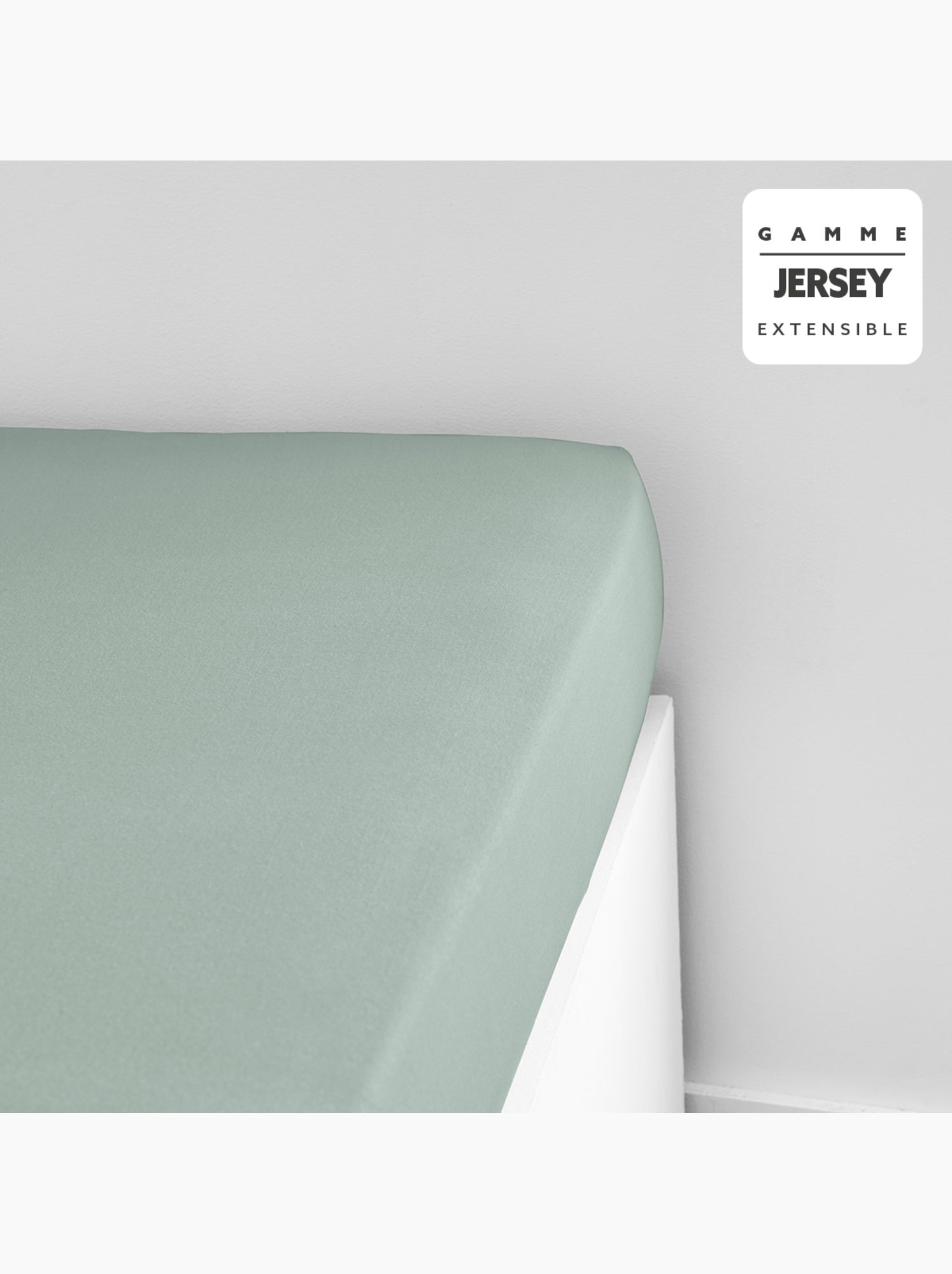 Drap housse Jersey 2 personnes uni ESSENTIAL - Vert