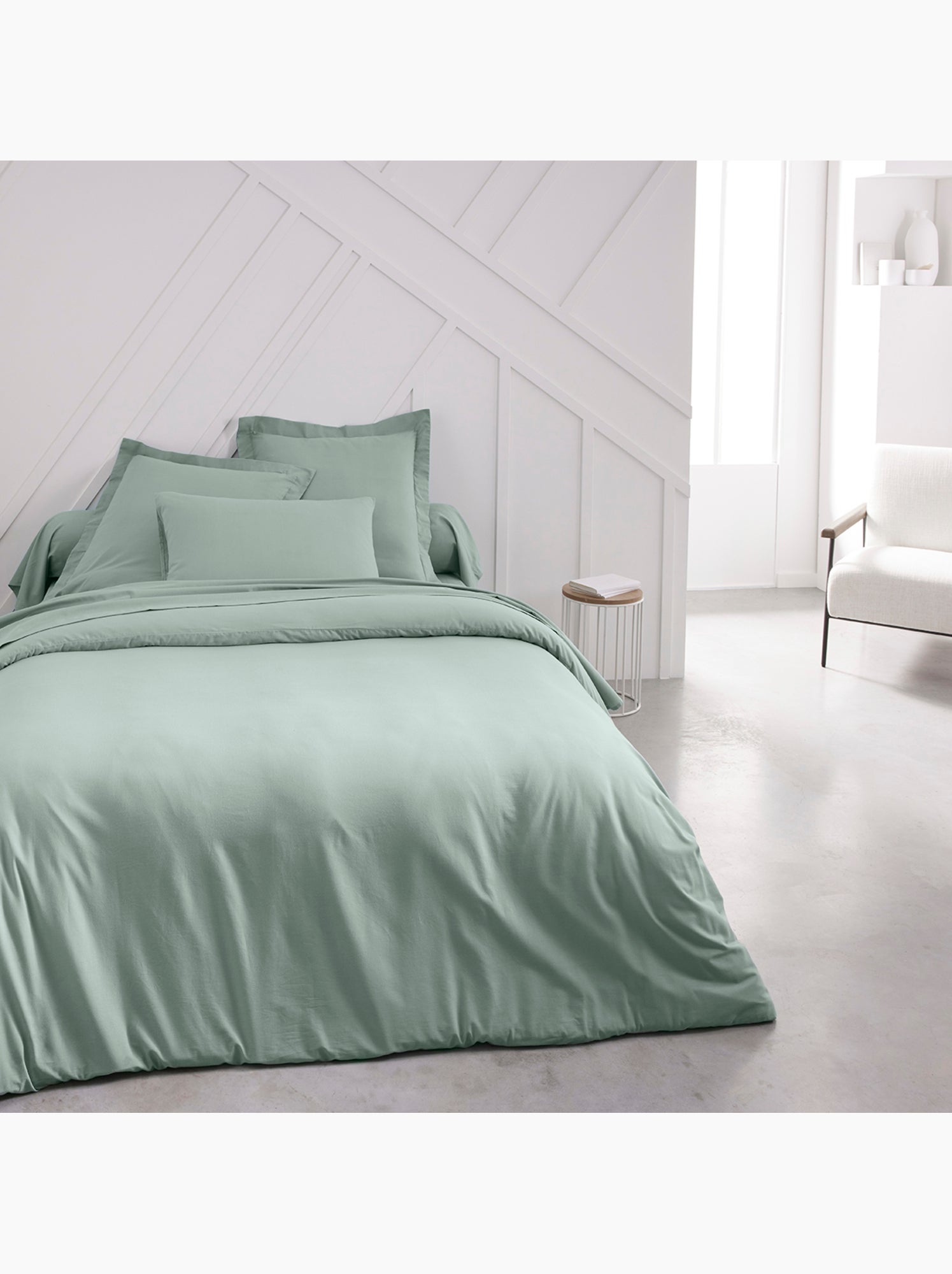 Drap housse Jersey 2 personnes uni ESSENTIAL - Vert