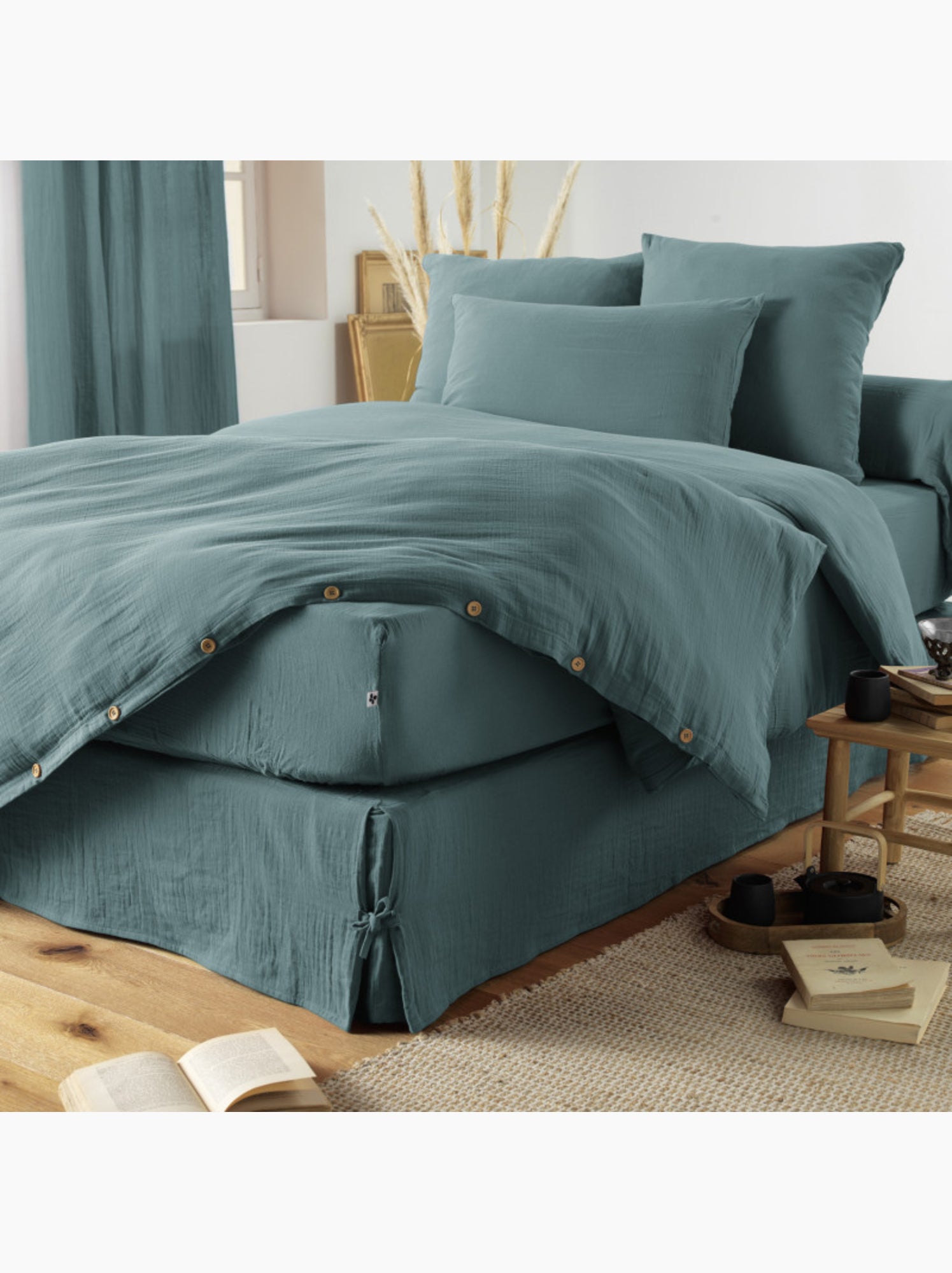 Drap housse - L'effet papillon - 100% gaze de coton 125 gr/m² - Blanc cassé