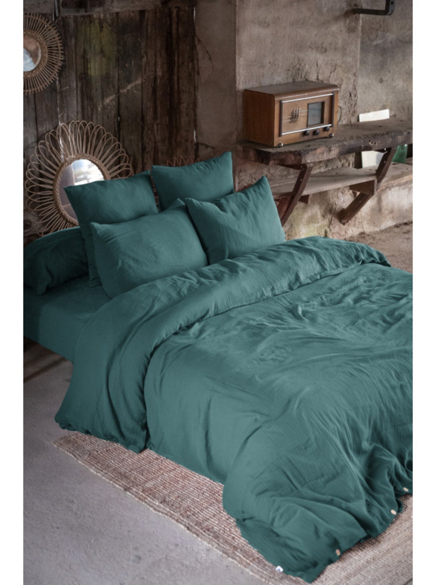 Drap housse - L'effet papillon - 100% gaze de coton 125 gr/m² - Blanc cassé