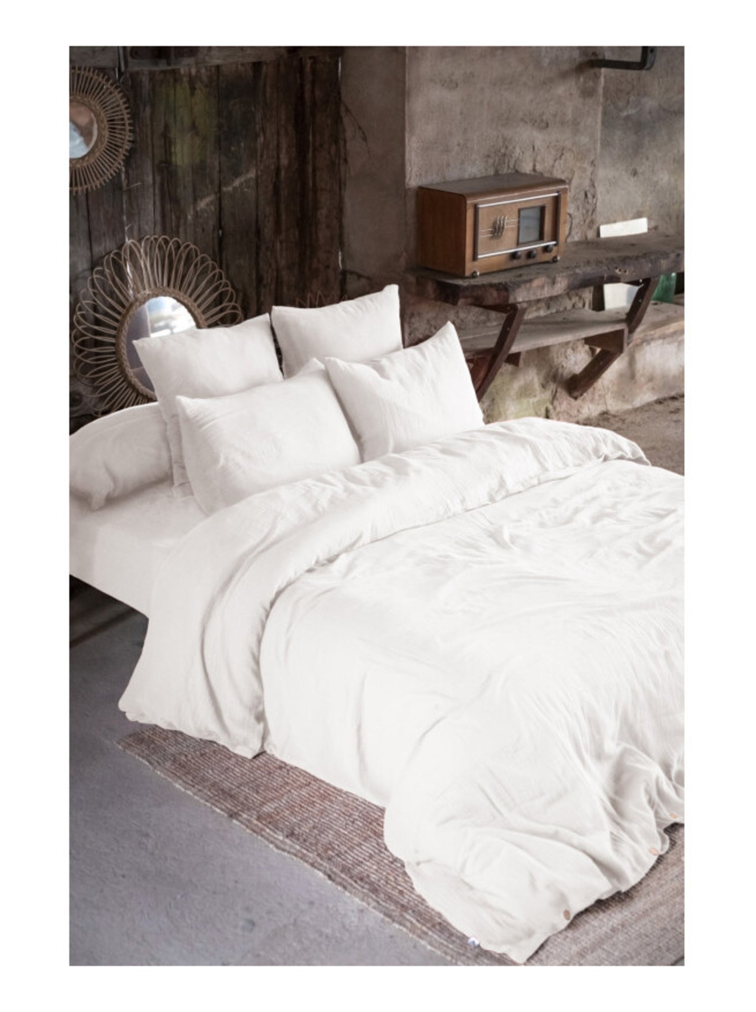 Drap housse - L'effet papillon - 100% gaze de coton 125 gr/m² - Blanc Perlé