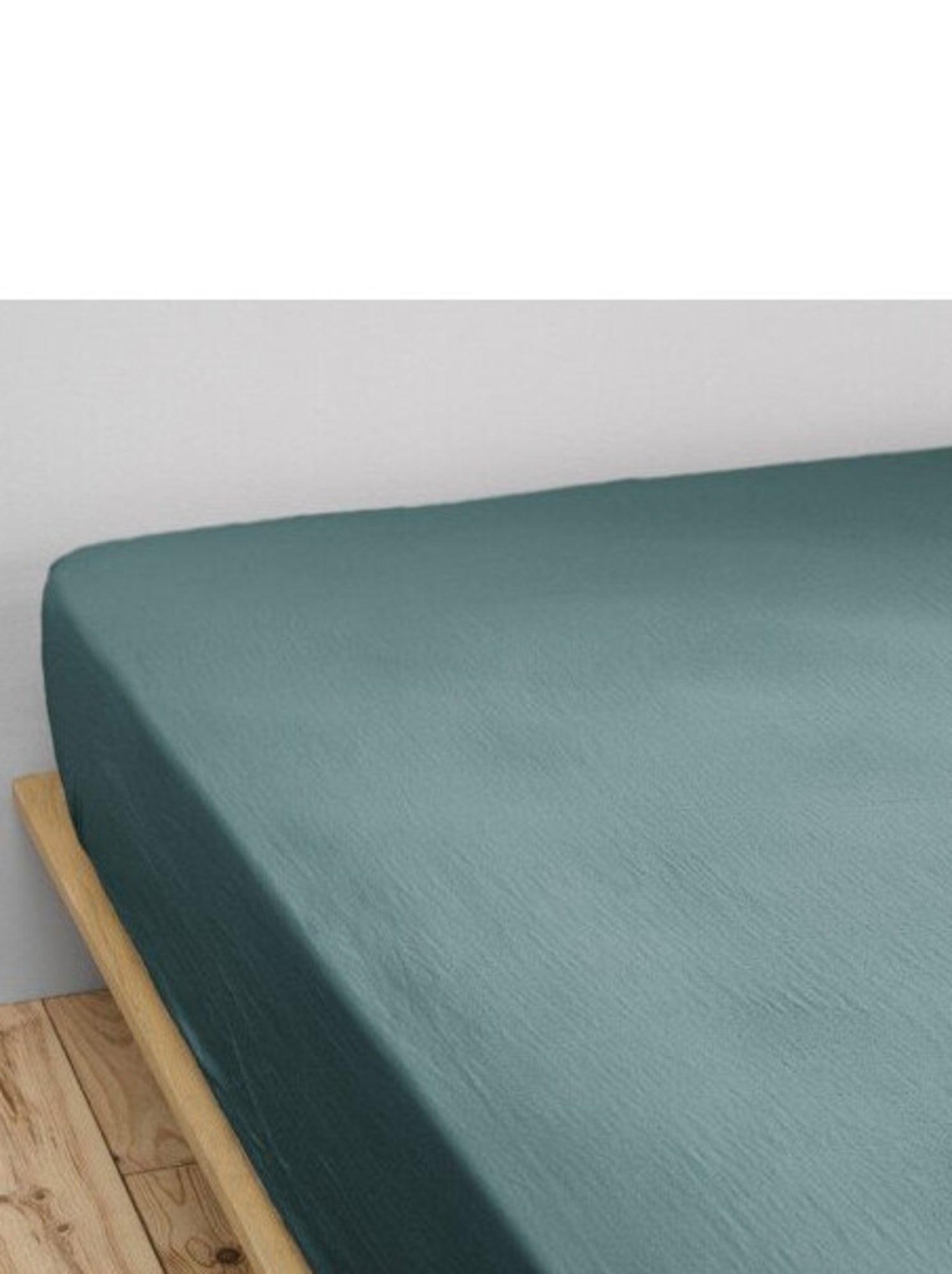 Drap housse - L'effet papillon - 100% gaze de coton 125 gr/m² - Bleu canard
