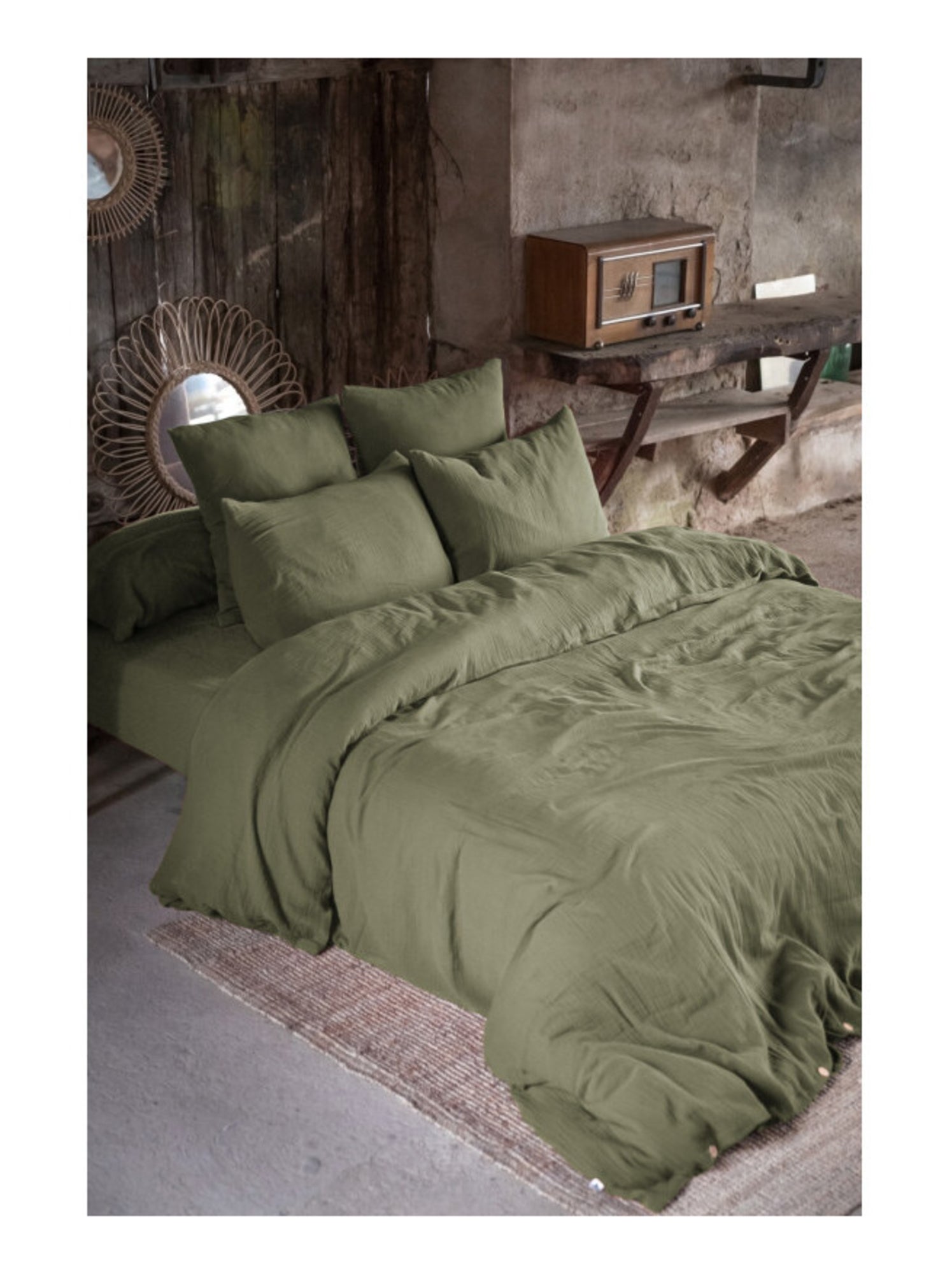 Drap housse - L'effet papillon - 100% gaze de coton 125 gr/m² - Camel