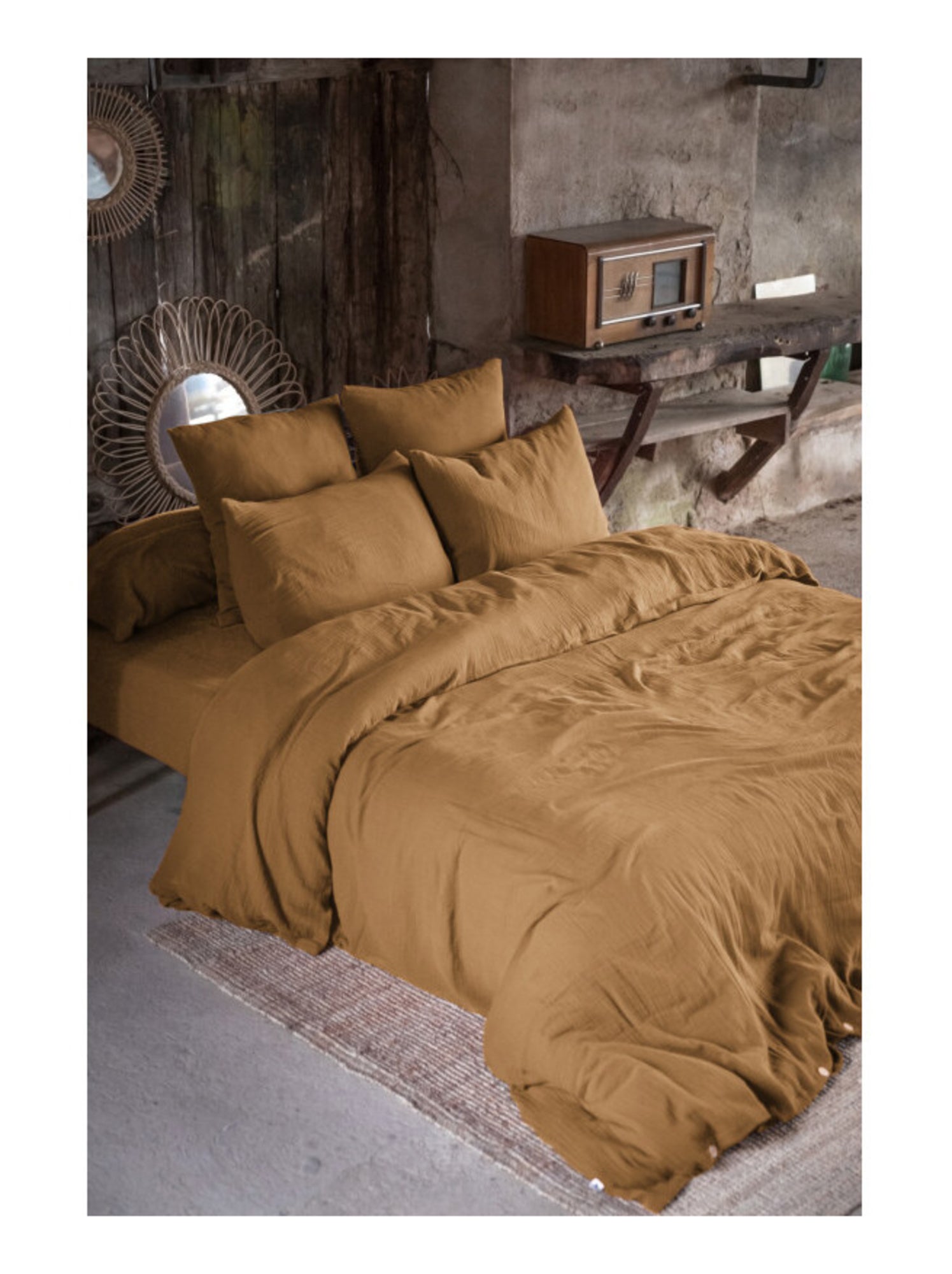 Drap housse - L'effet papillon - 100% gaze de coton 125 gr/m² - Orange