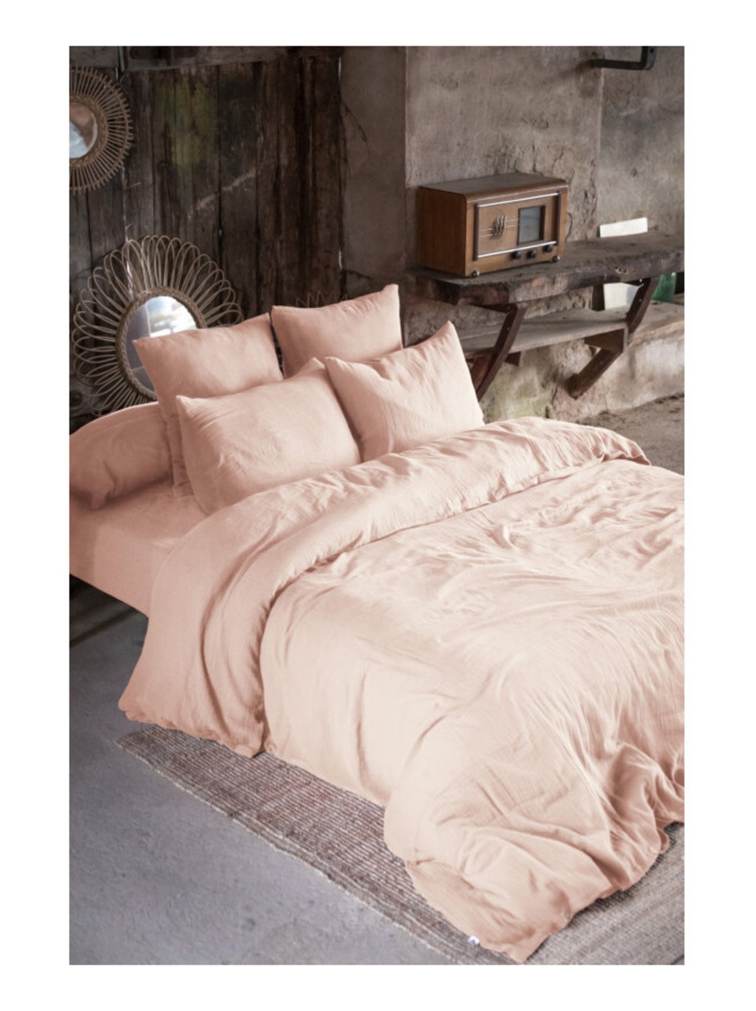 Drap housse - L'effet papillon - 100% gaze de coton 125 gr/m² - Rose clair