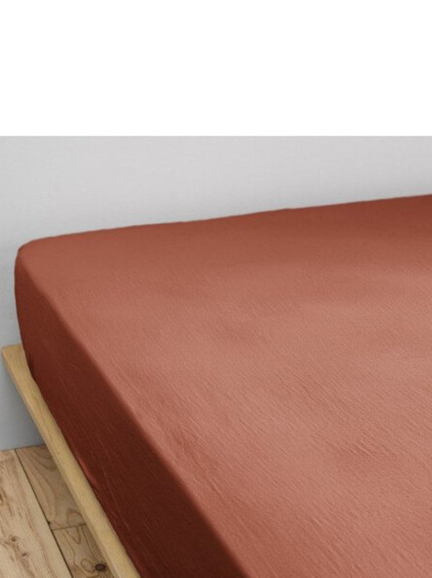Drap housse - L'effet papillon - 100% gaze de coton 125 gr/m² - Terracotta