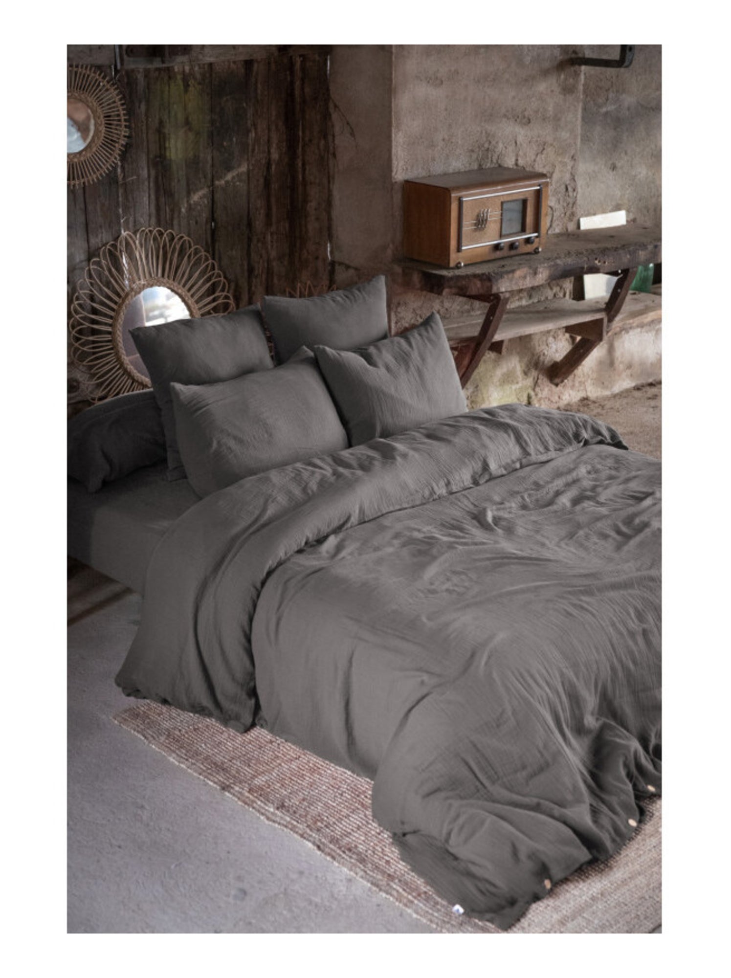 Drap housse - L'effet papillon - 100% gaze de coton 125 gr/m² - Vert sapin