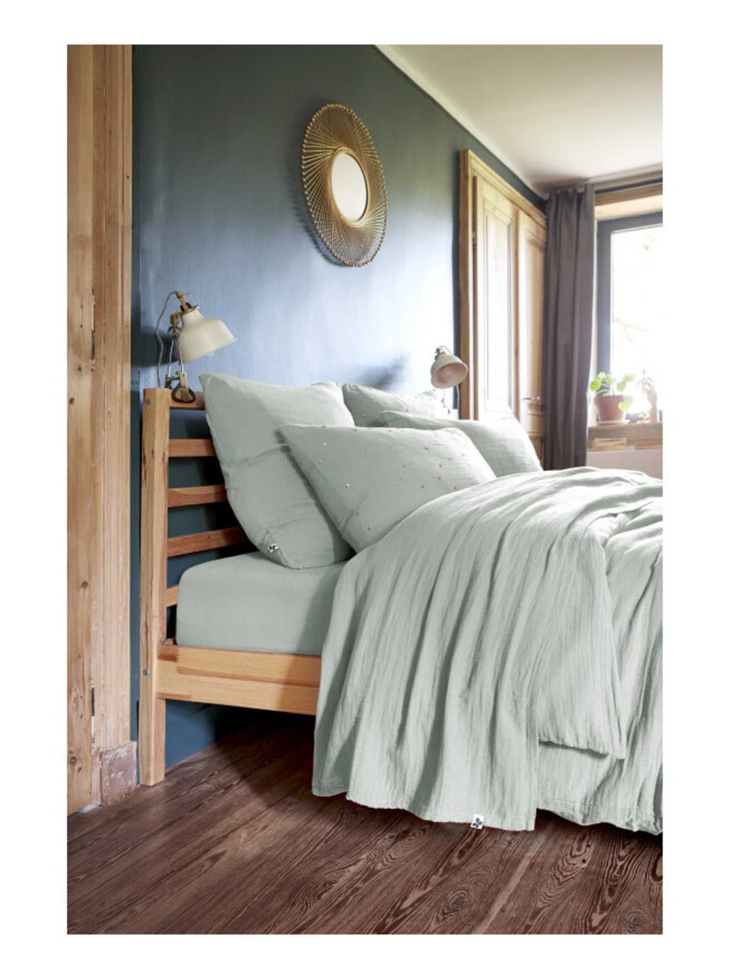 Drap housse - L'effet papillon - 100% gaze de coton 125 gr/m² - Vert tilleul