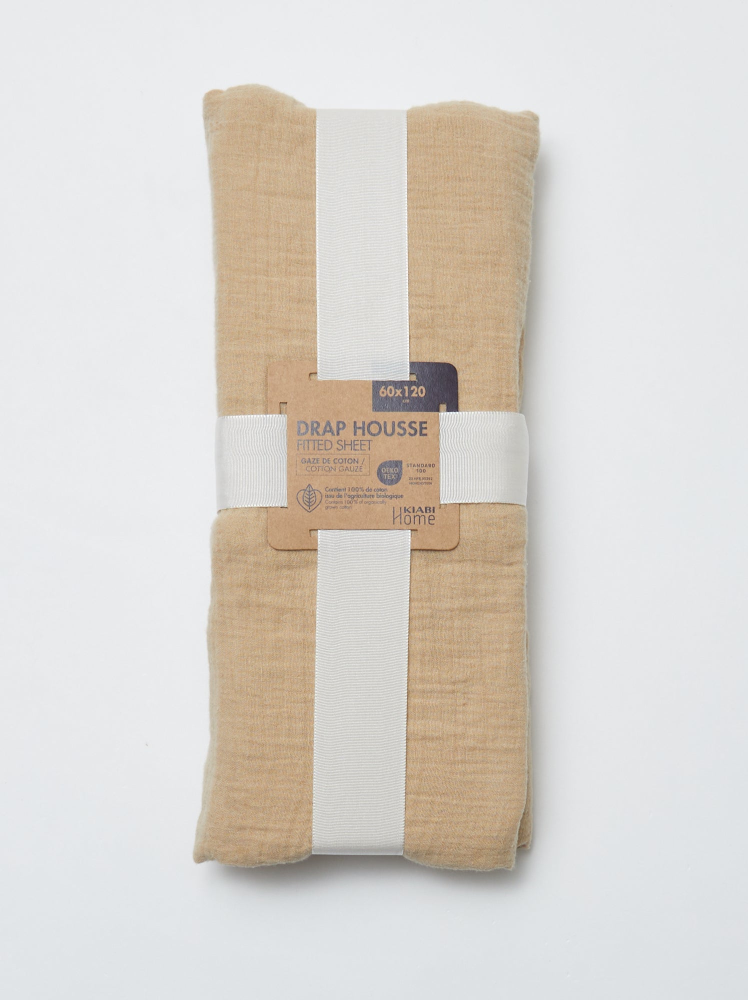 Drap housse lit bébé 60 x 120 cm en double gaze de coton - Kiabi Home - Beige